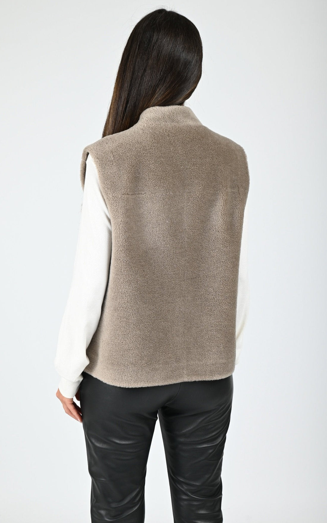 Gilet sans manches réversible laine Chelly taupe