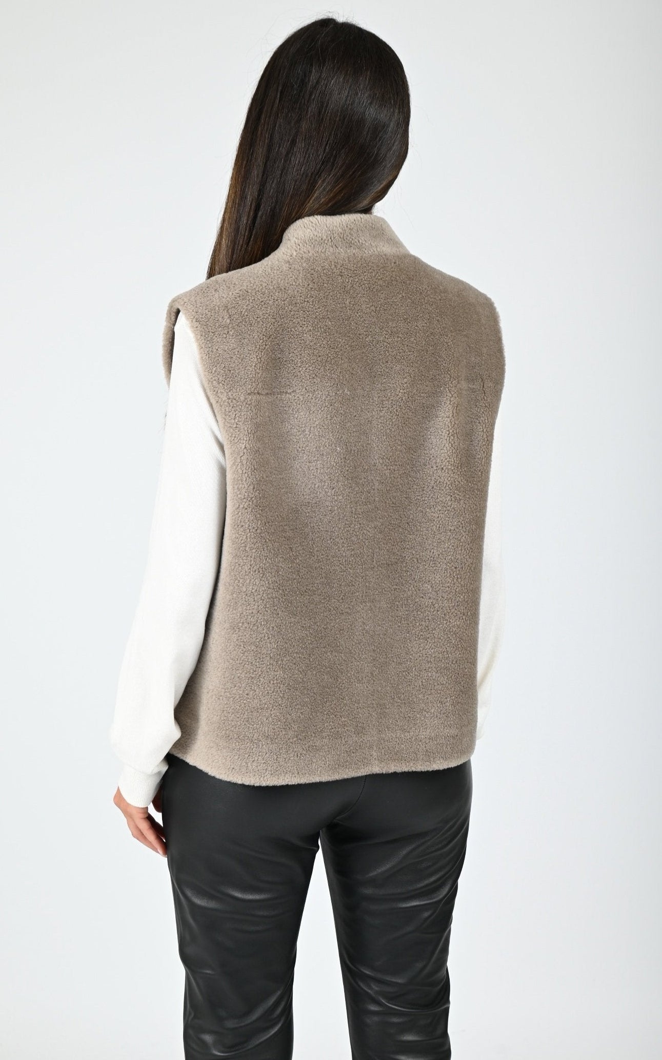 Gilet sans manches réversible laine Chelly taupe 4