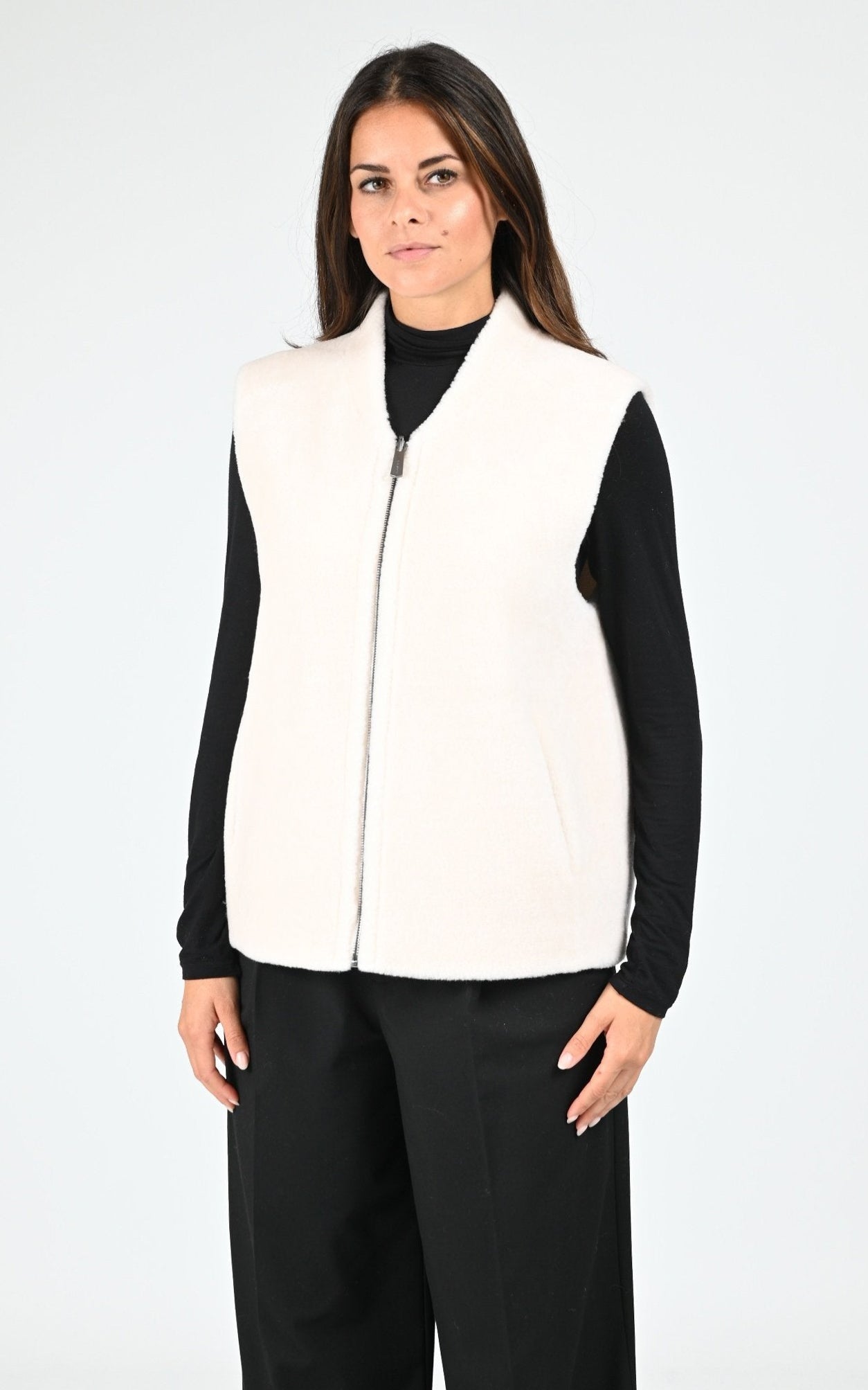 Gilet sans manches laine Chelly beige 1