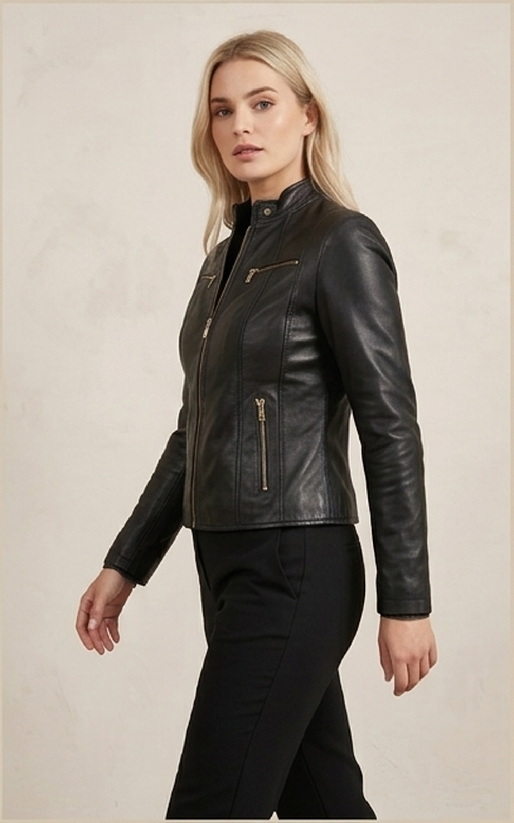 VESTE EN CUIR MERRY NOIR