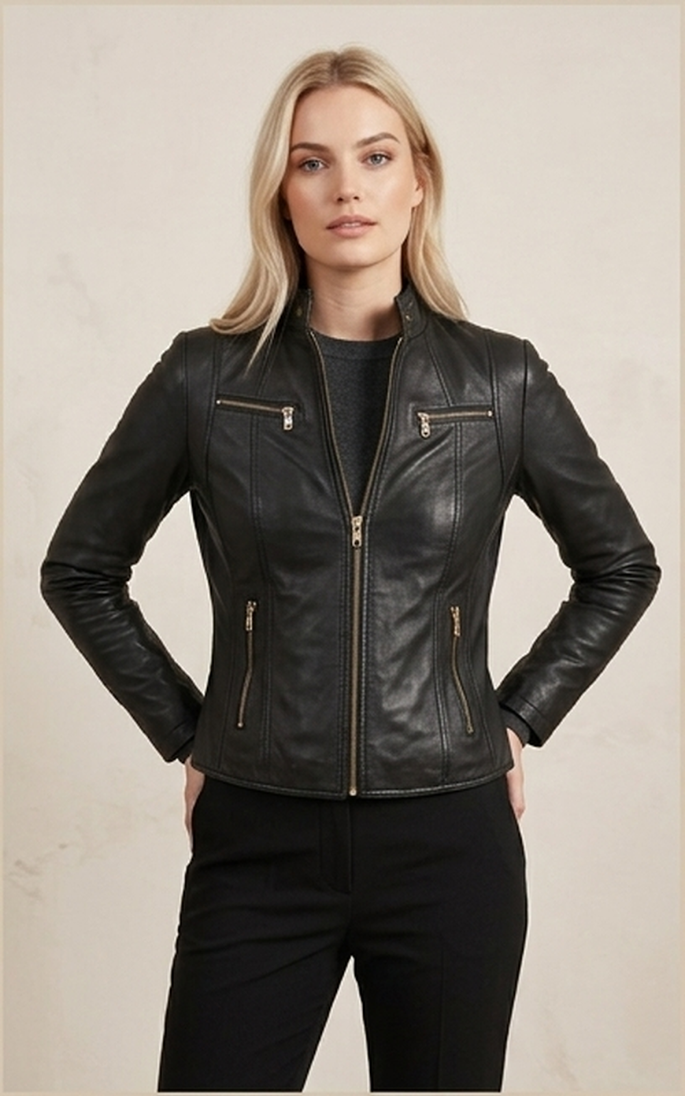 VESTE EN CUIR MERRY NOIR