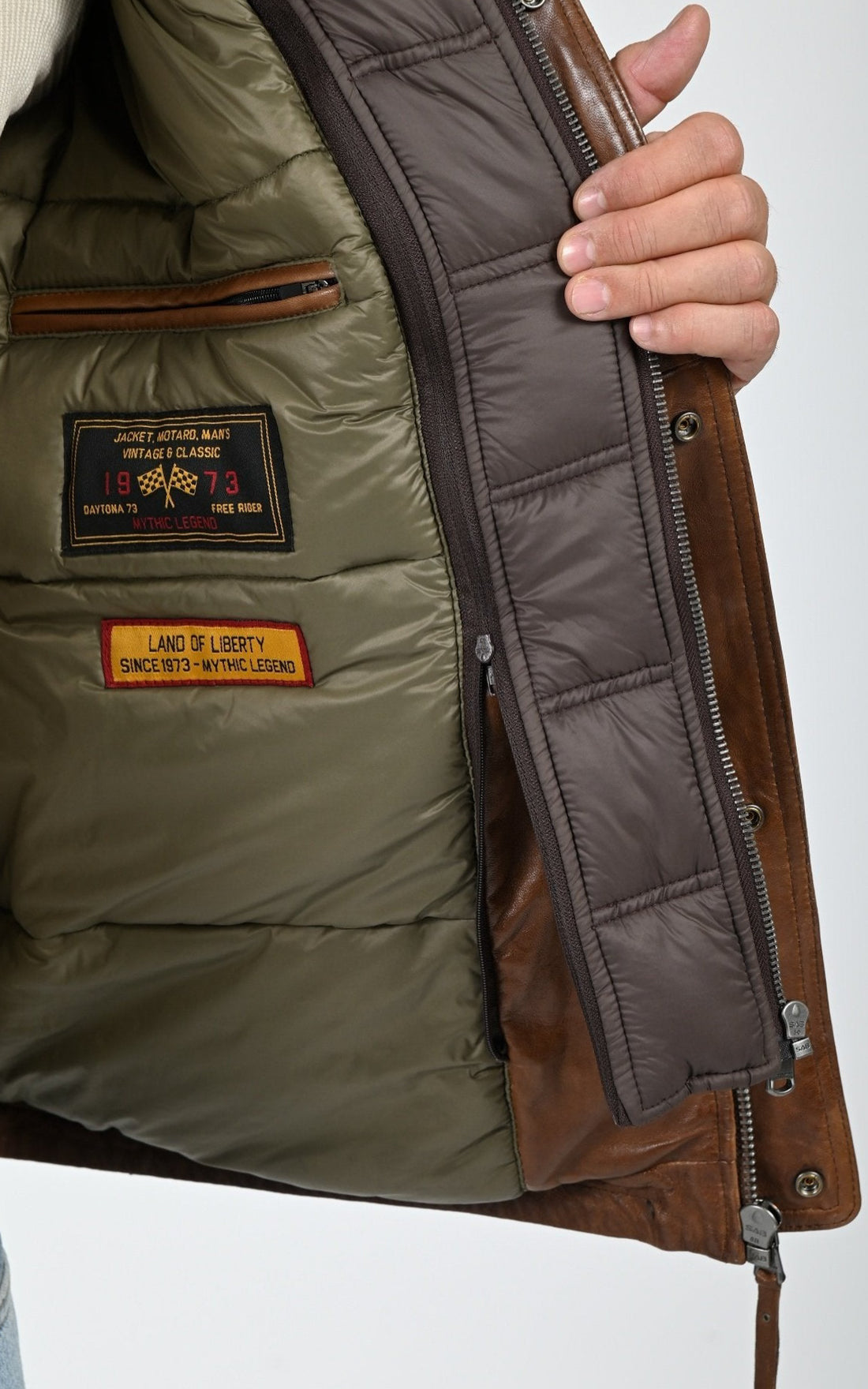Veste chaude cuir Crowell  marron