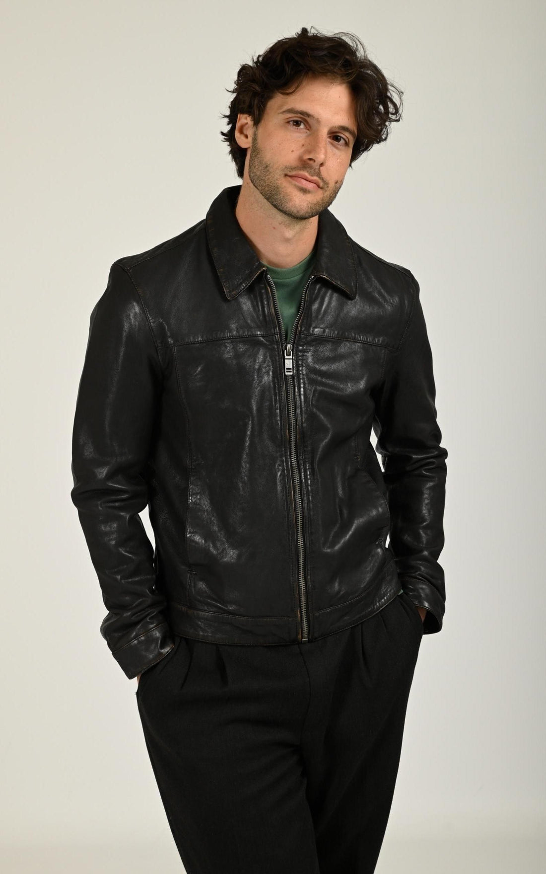 Blouson Cuir Homme Daytona 73, modèle Decatur 104643 de couleur noir
