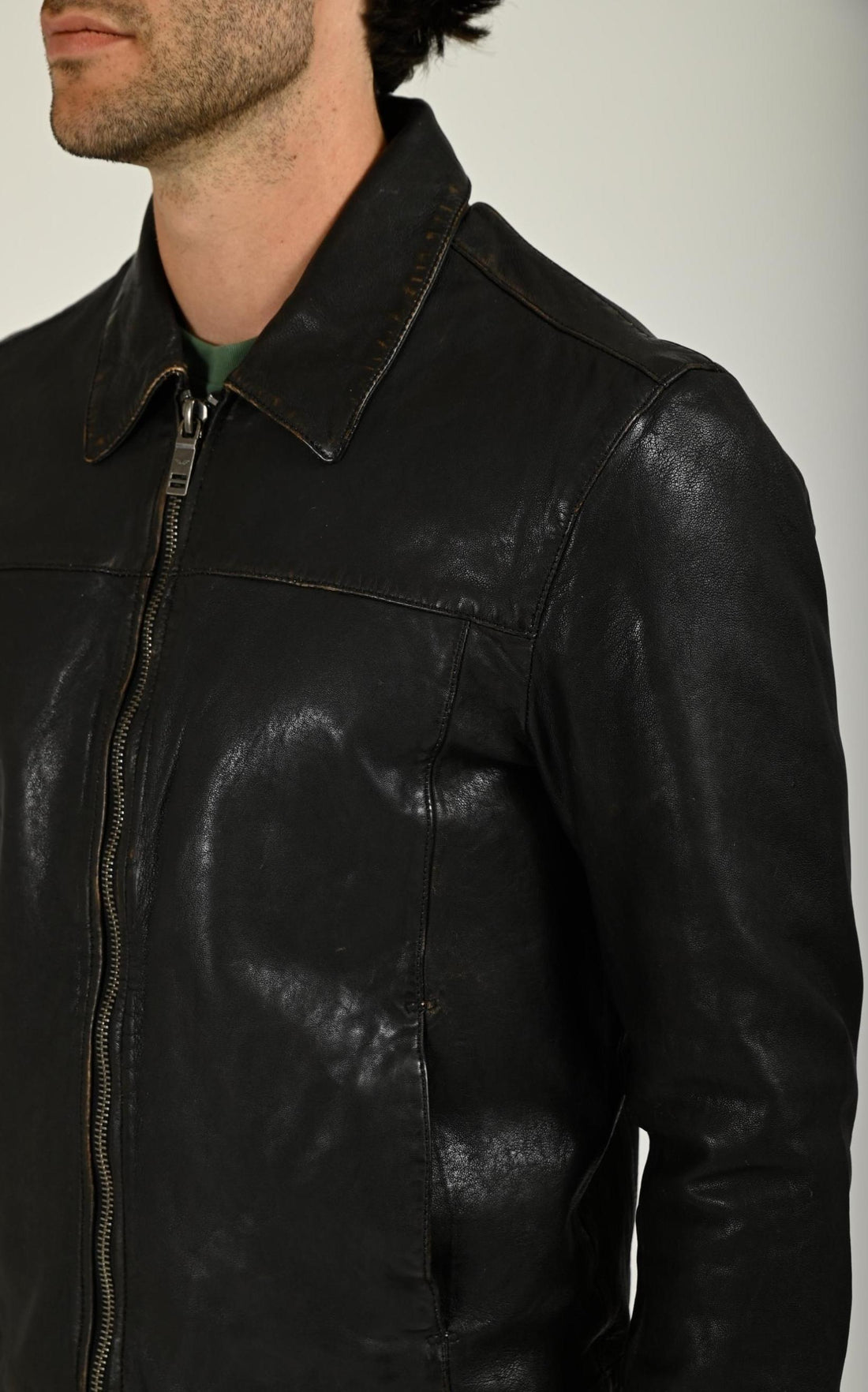 Blouson Cuir Homme Daytona 73, modèle Decatur 104643 de couleur noir
