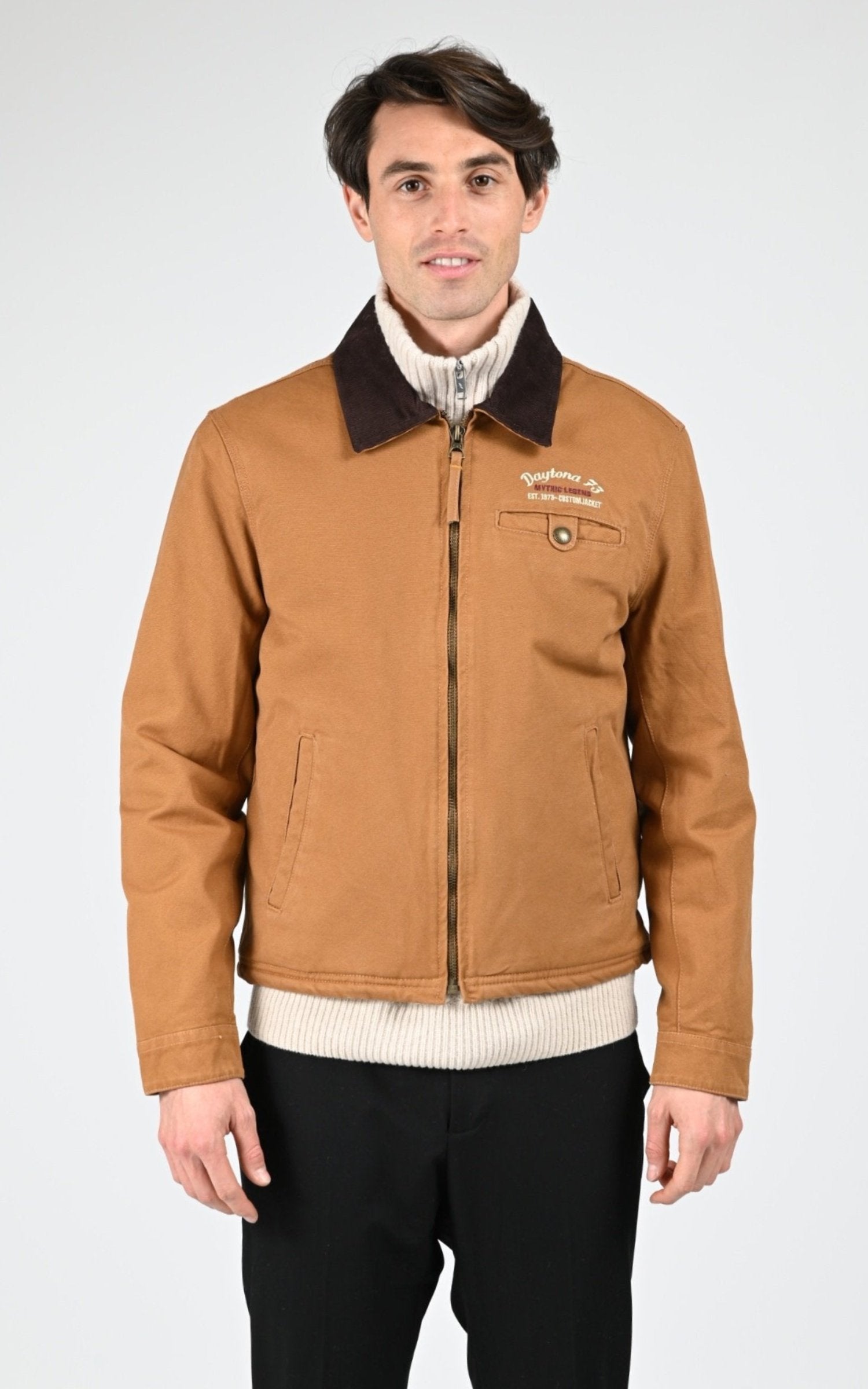 Blouson Textile Homme Daytona 73, modèle Deckett 104388 de couleur cognac