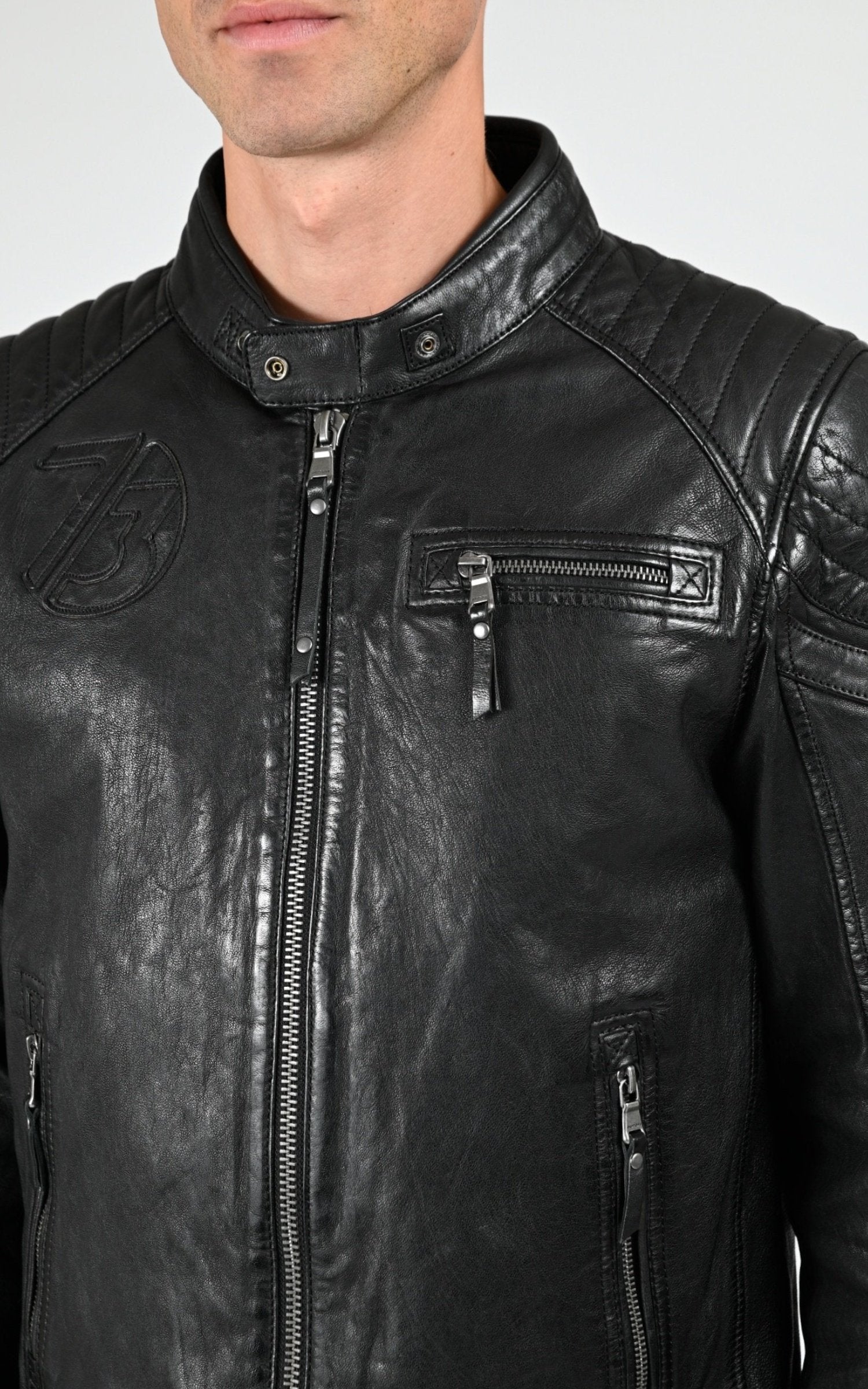 Blouson Cuir Homme Daytona 73, modèle Dodds 104270 de couleur black 5
