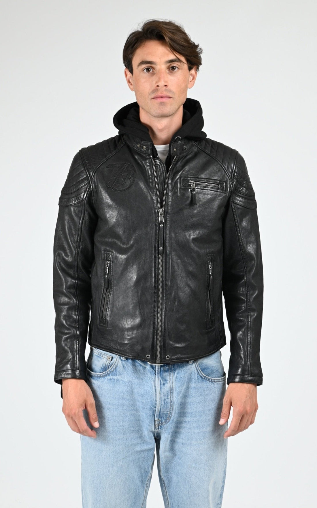 Blouson Cuir Homme Daytona 73, modèle Dodds 104270 de couleur black