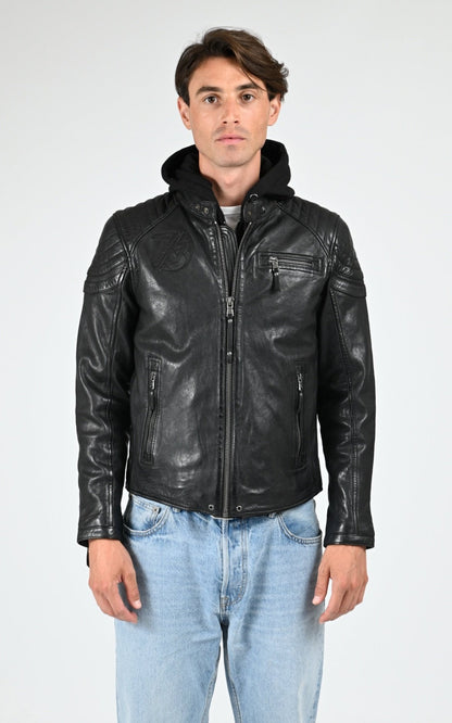 Blouson Cuir Homme Daytona 73, modèle Dodds 104270 de couleur black