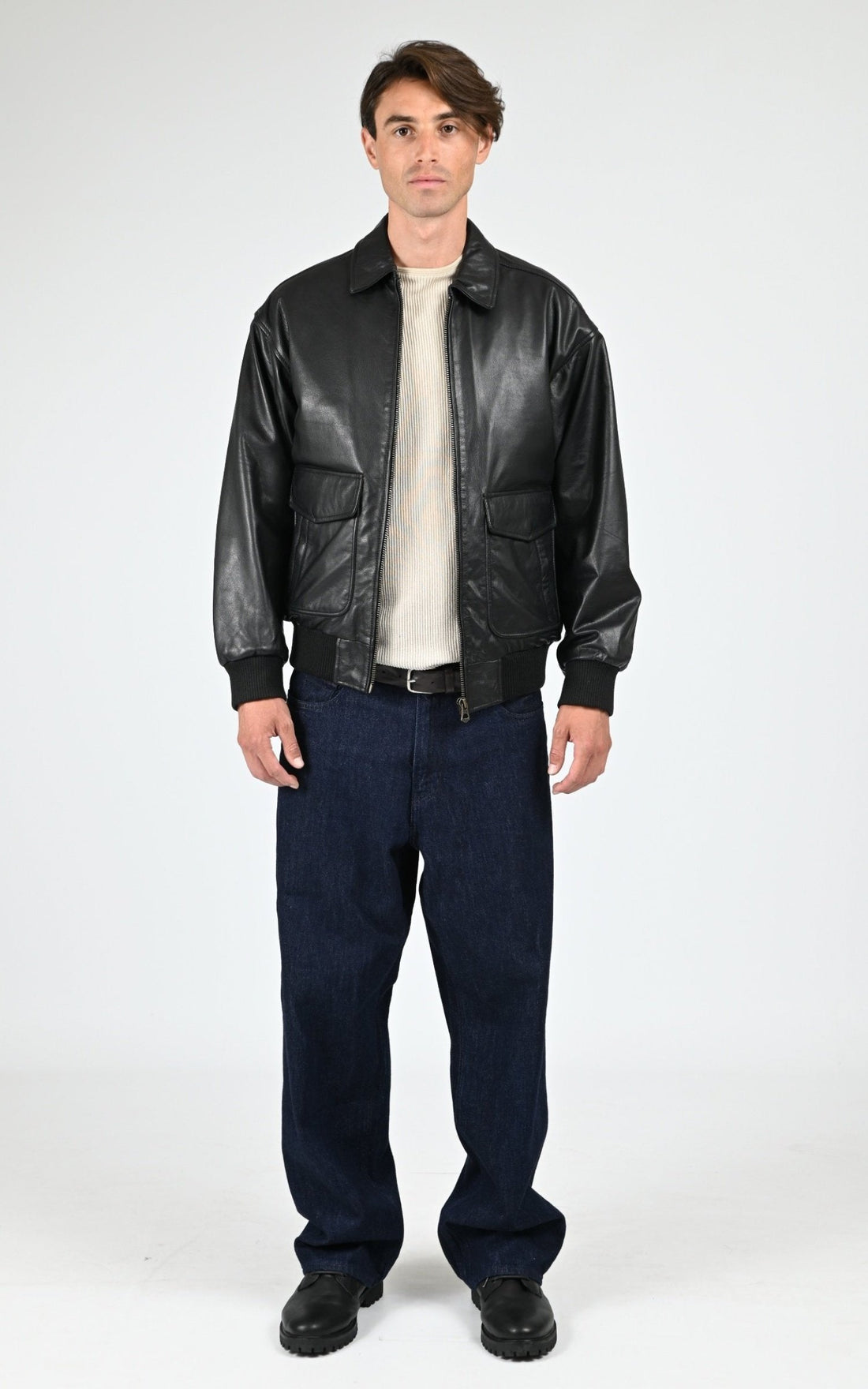 Blouson Cuir Homme Daytona 73, modèle Dogue 104409 de couleur black