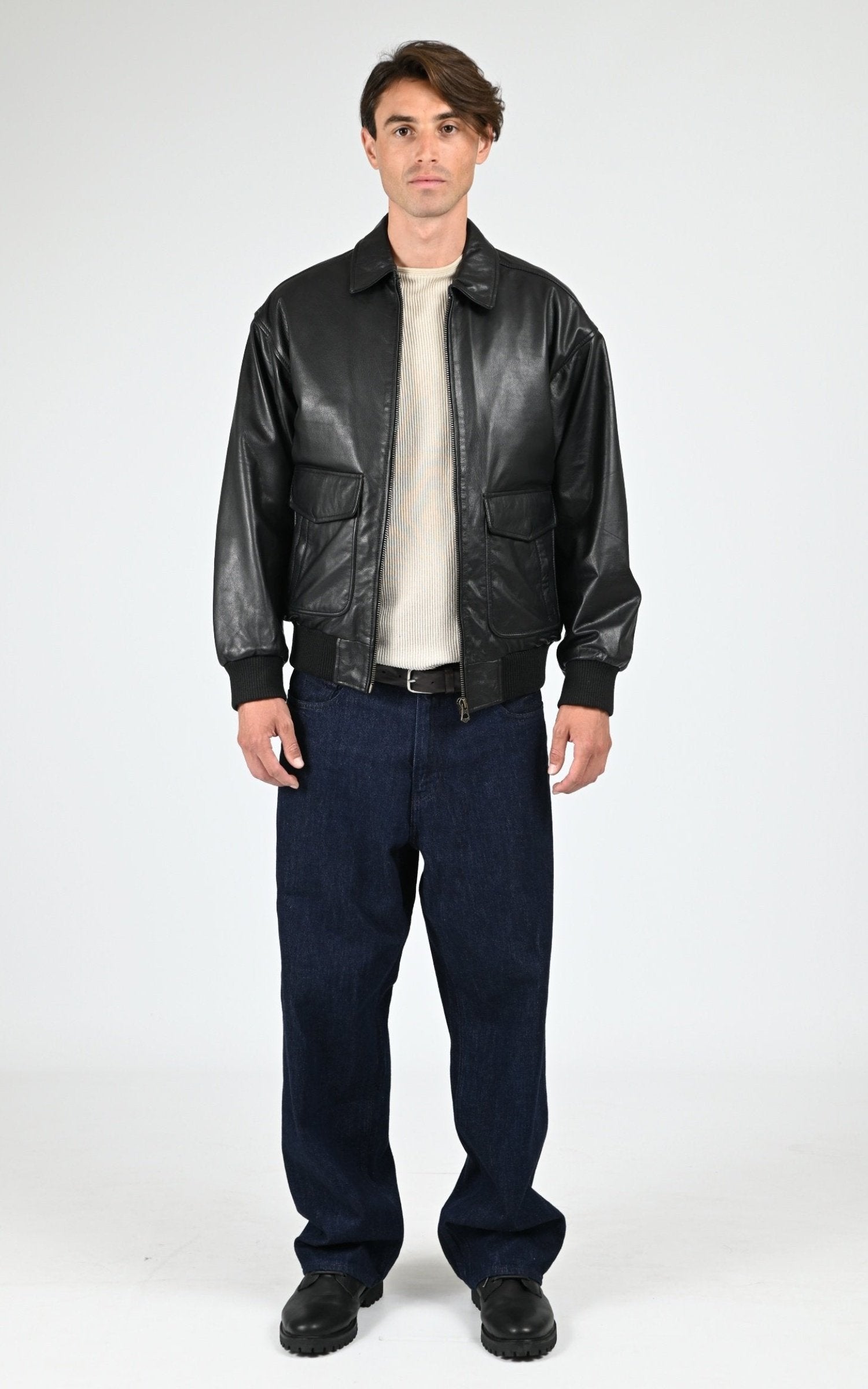 Blouson Cuir Homme Daytona 73, modèle Dogue 104409 de couleur black