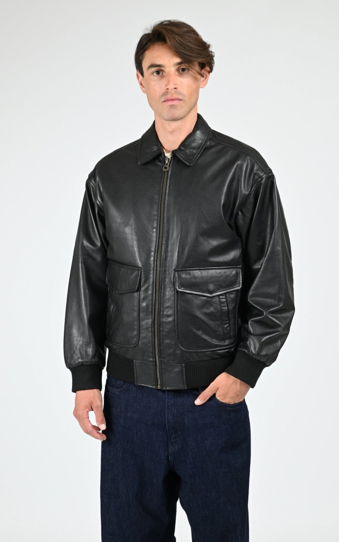 Blouson Cuir Homme Daytona 73, modèle Dogue 104409 de couleur black