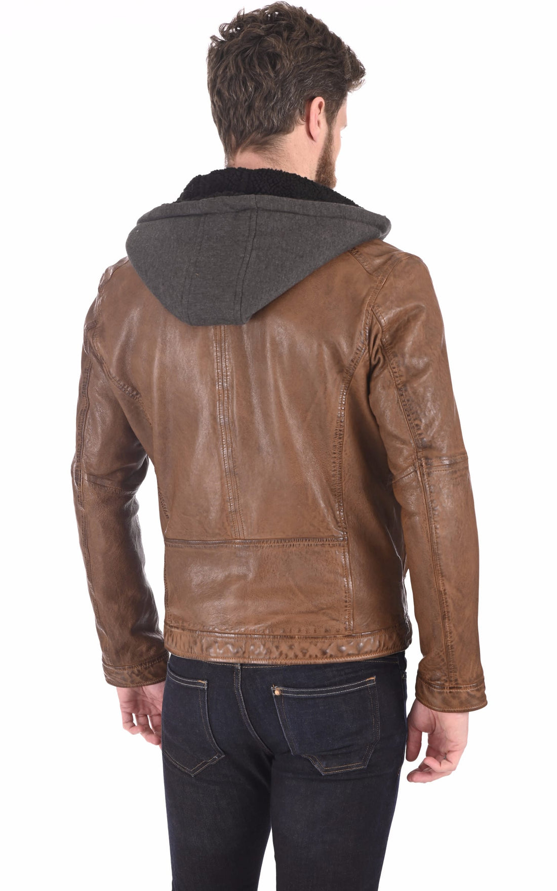 Blouson Cuir Homme Oakwood, modèle Drink 63036 de couleur marron
