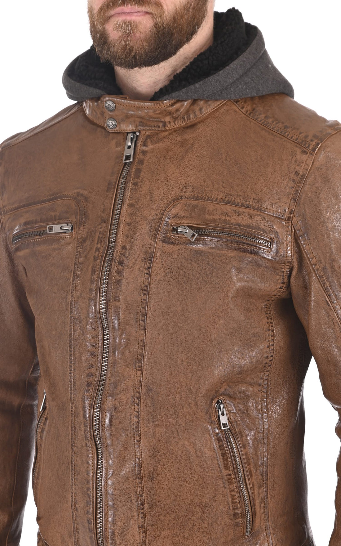 Blouson Cuir Homme Oakwood, modèle Drink 63036 de couleur marron