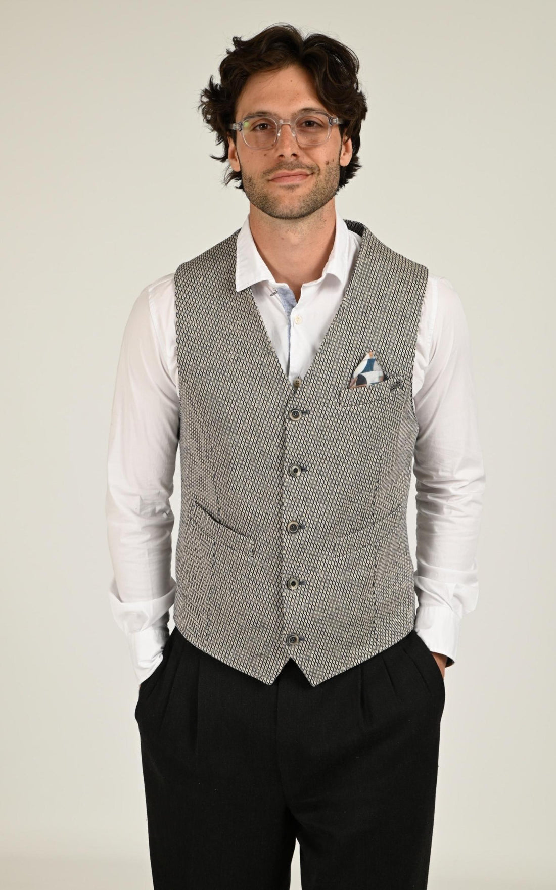 Gilet Textile Homme Bob, modèle Drug562 de couleur naturale/blu