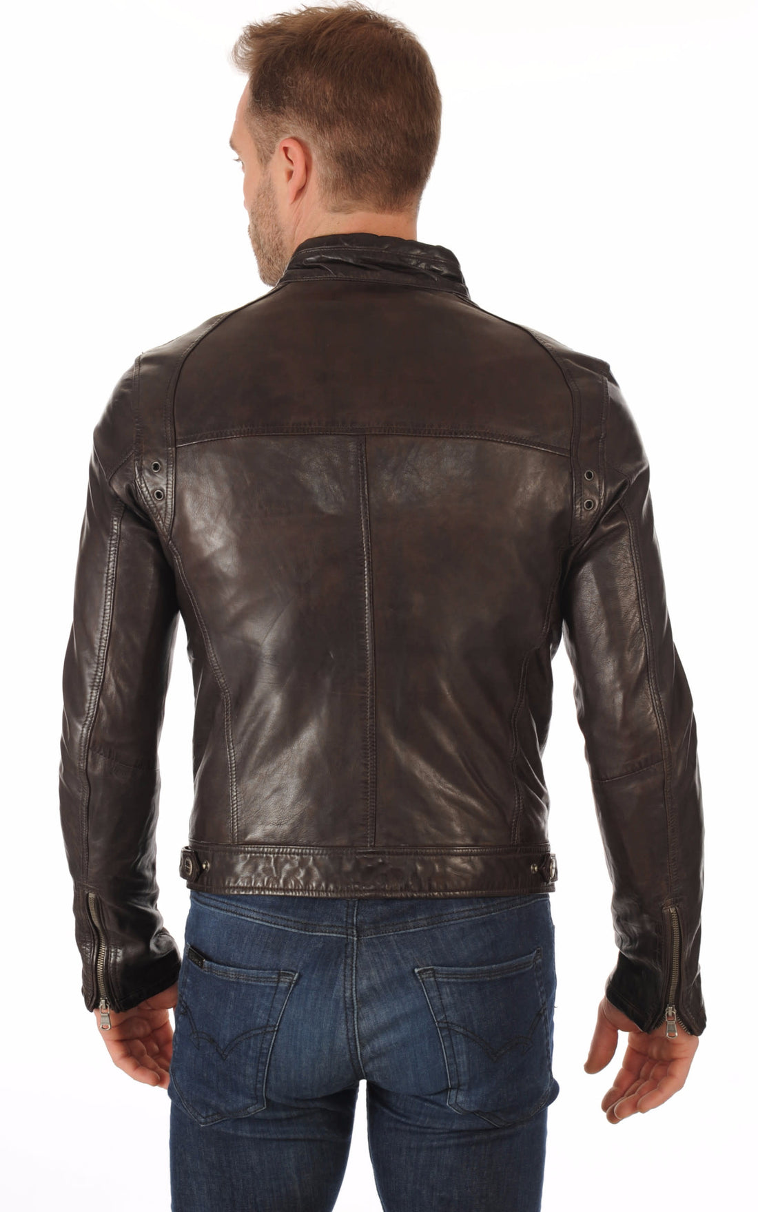 Blouson cuir homme Daytona 73, modèle Dustin 100233 de couleur Marron - vue ouverte