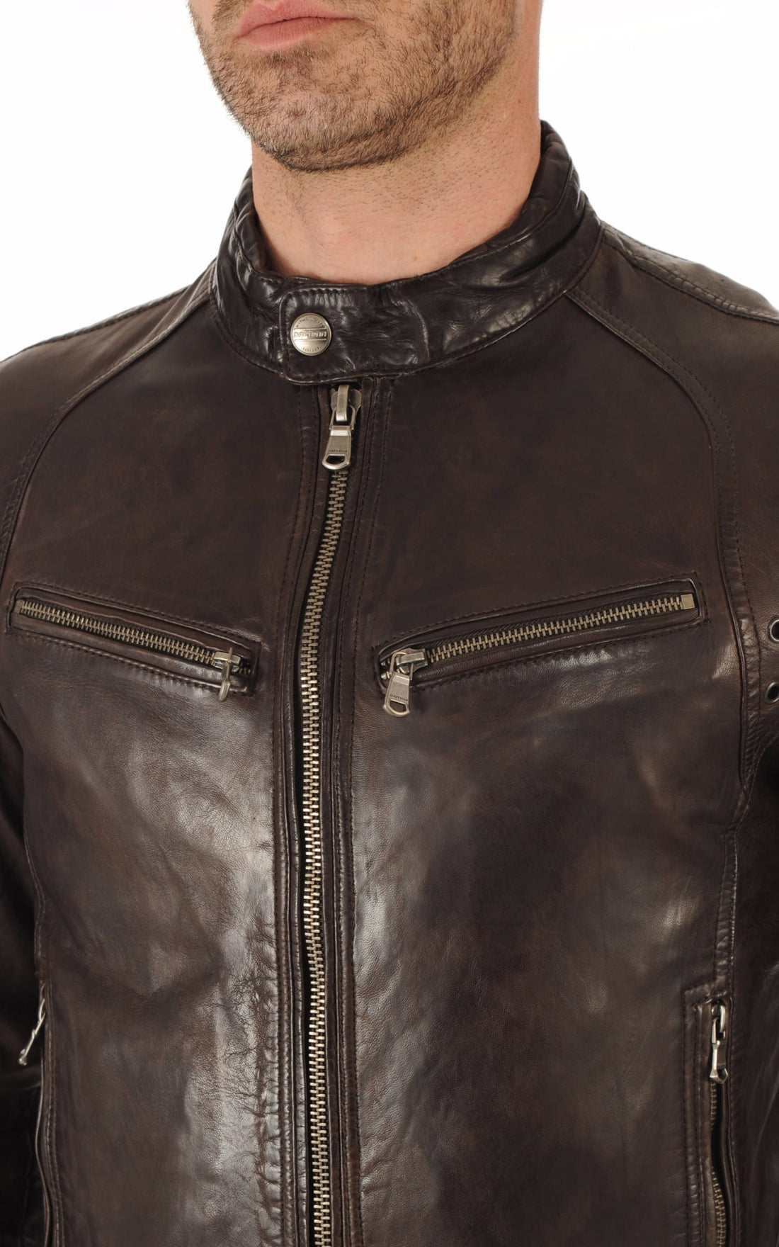 Blouson cuir homme Daytona 73, modèle Dustin 100233 de couleur Marron - vue ouverte