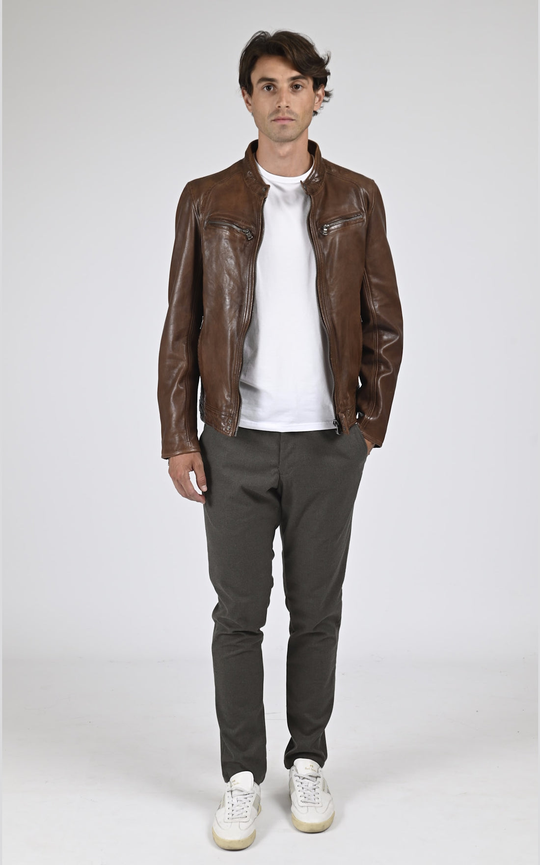 Blouson Cuir Homme Daytona 73, modèle Dustin 100233 de couleur marron
