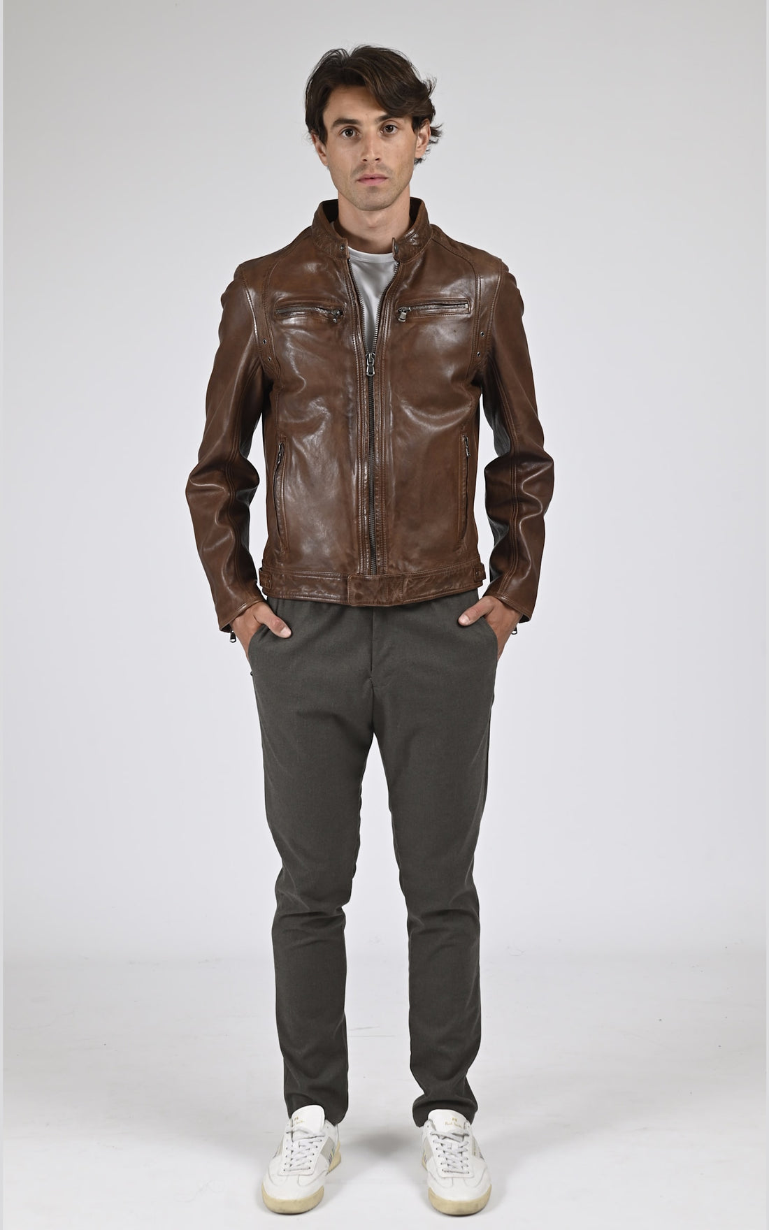 Blouson Cuir Homme Daytona 73, modèle Dustin 100233 de couleur marron