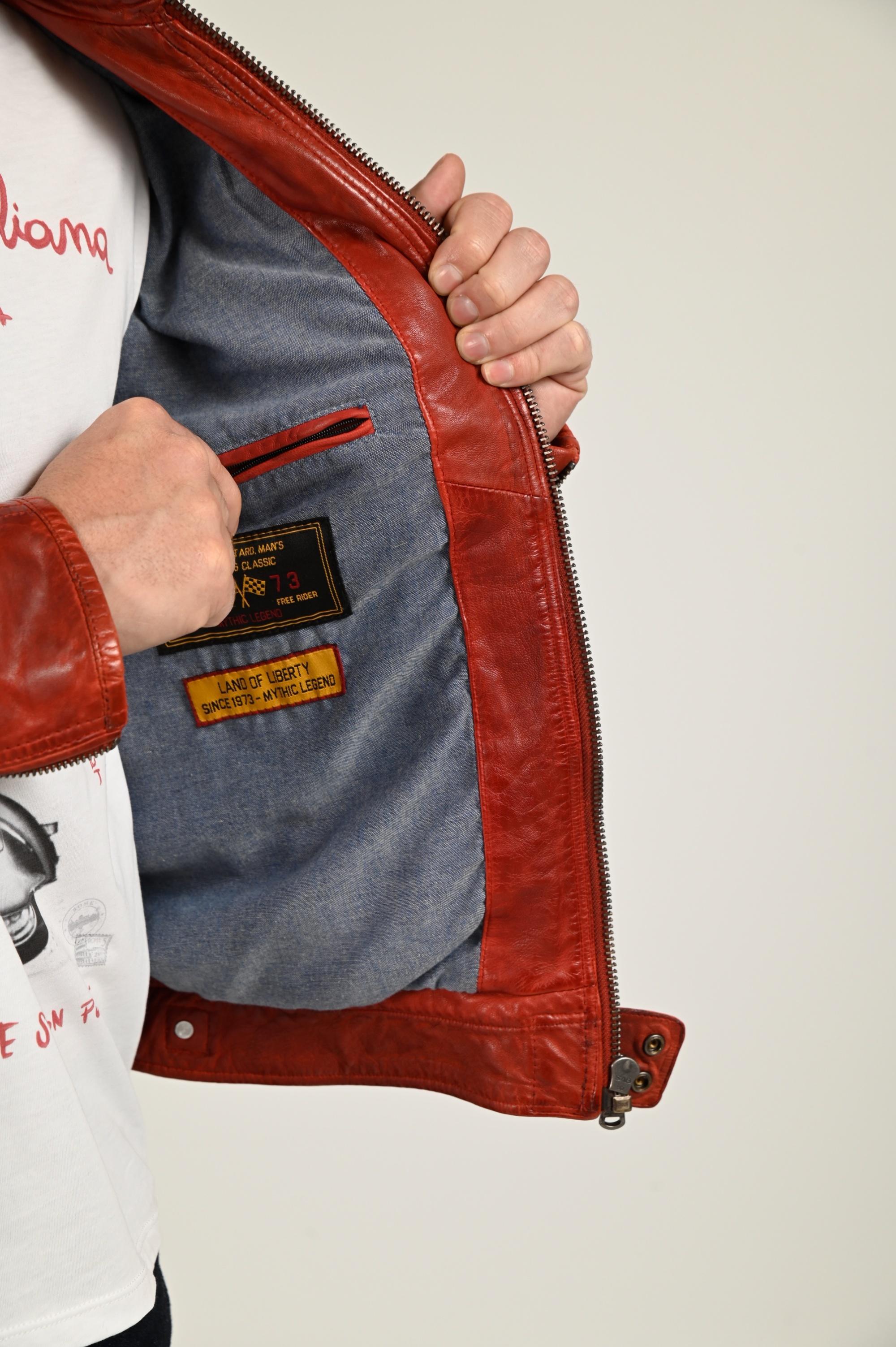 Blouson Cuir Homme Daytona 73, modèle Dustin 100233 de couleur rouge