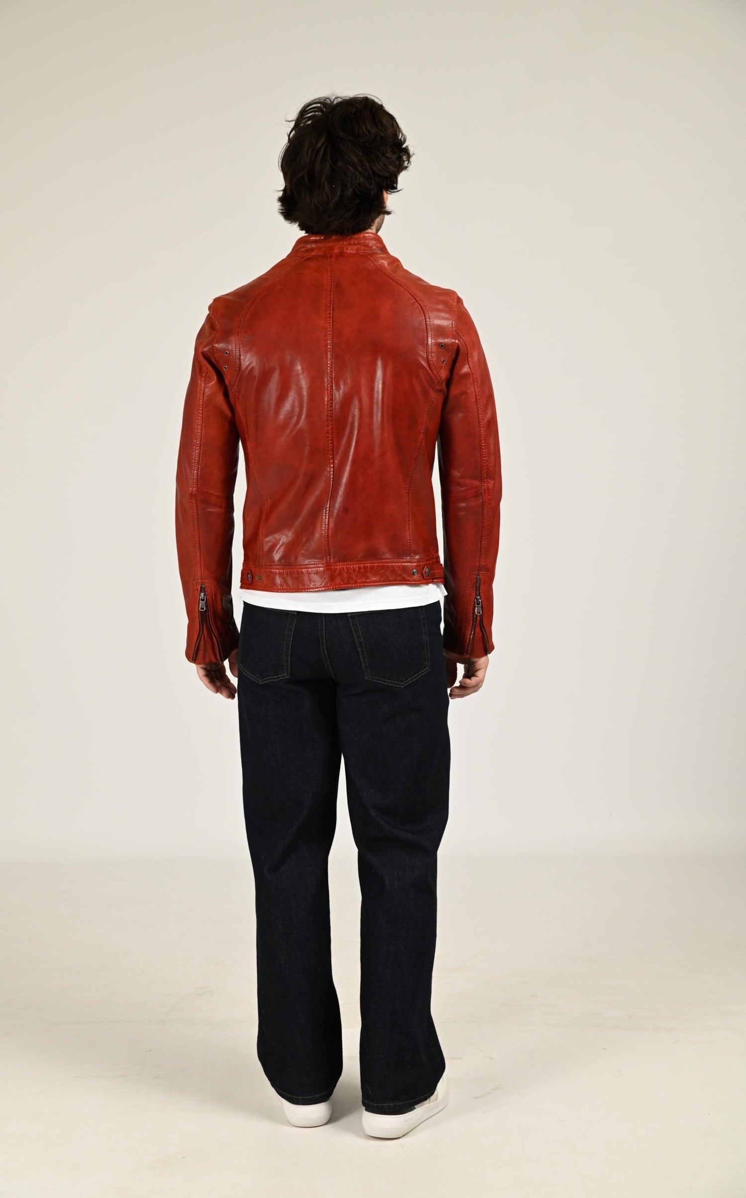 Blouson Cuir Homme Daytona 73, modèle Dustin 100233 de couleur rouge 6