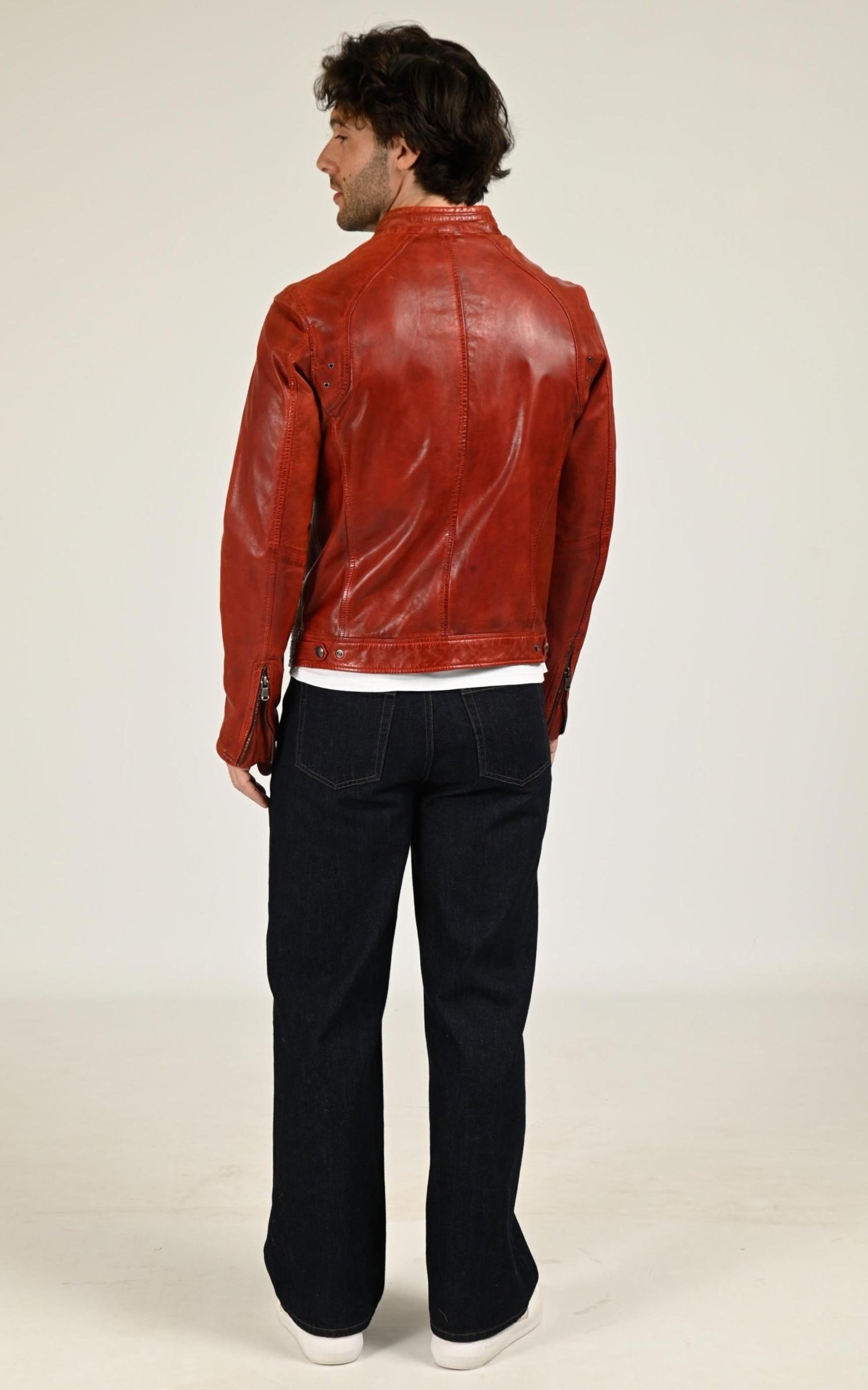 Blouson Cuir Homme Daytona 73, modèle Dustin 100233 de couleur rouge 4