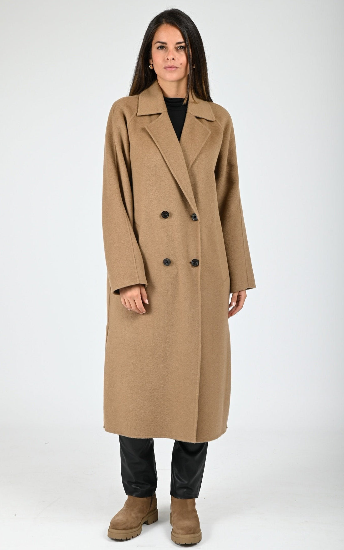Manteau long laine marron