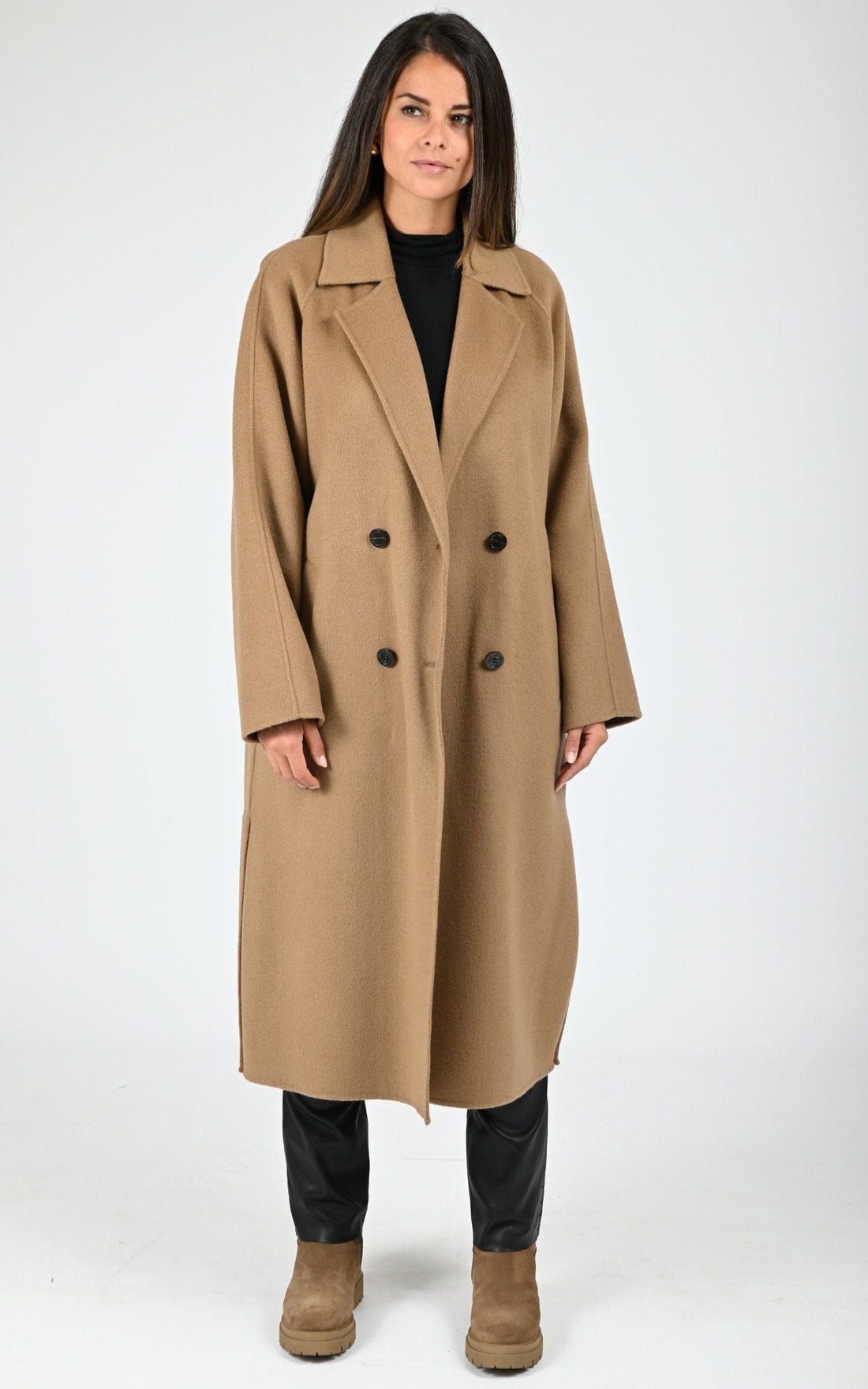 Manteau long laine marron
