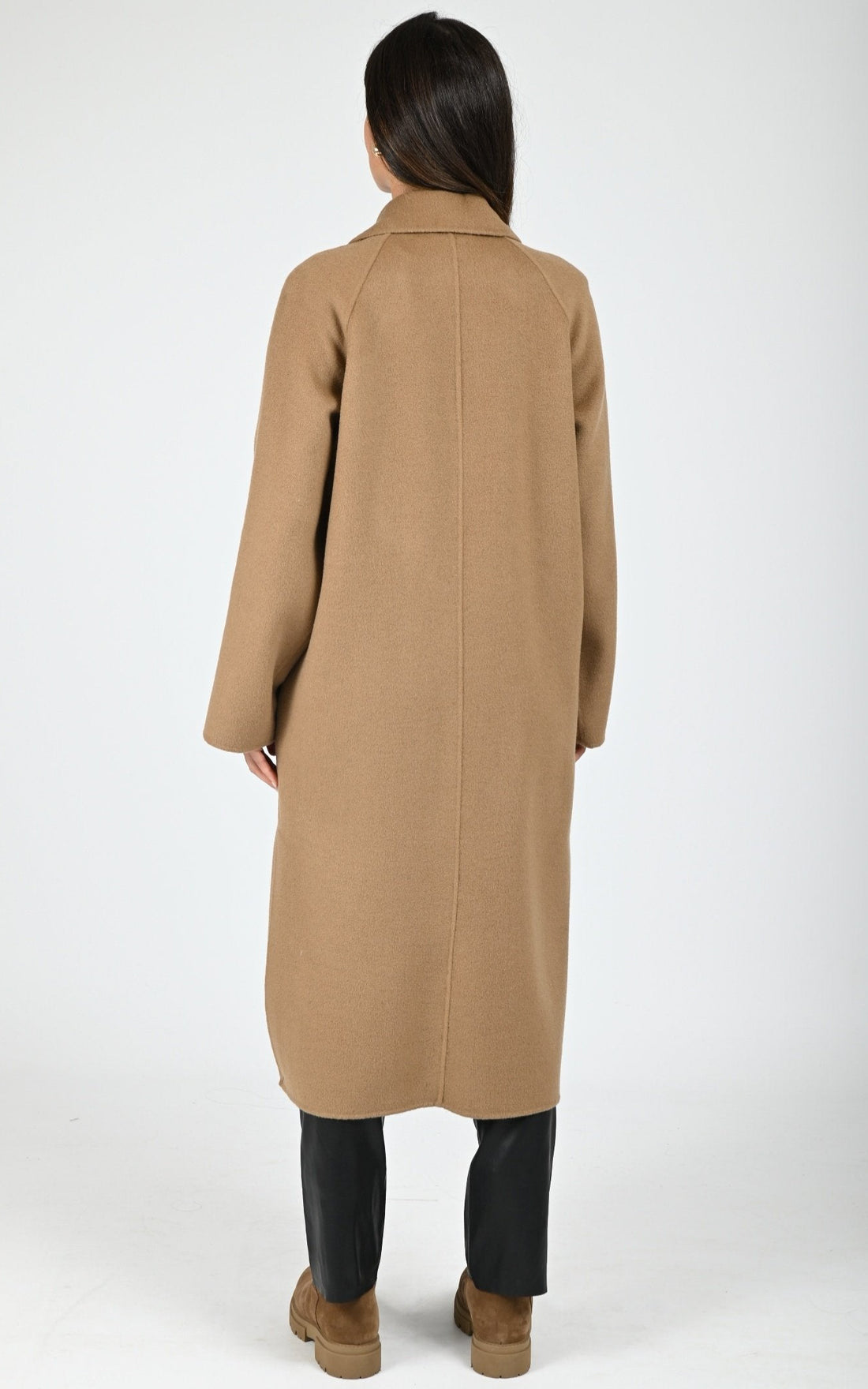 Manteau long laine marron