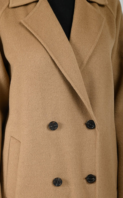 Manteau long laine marron
