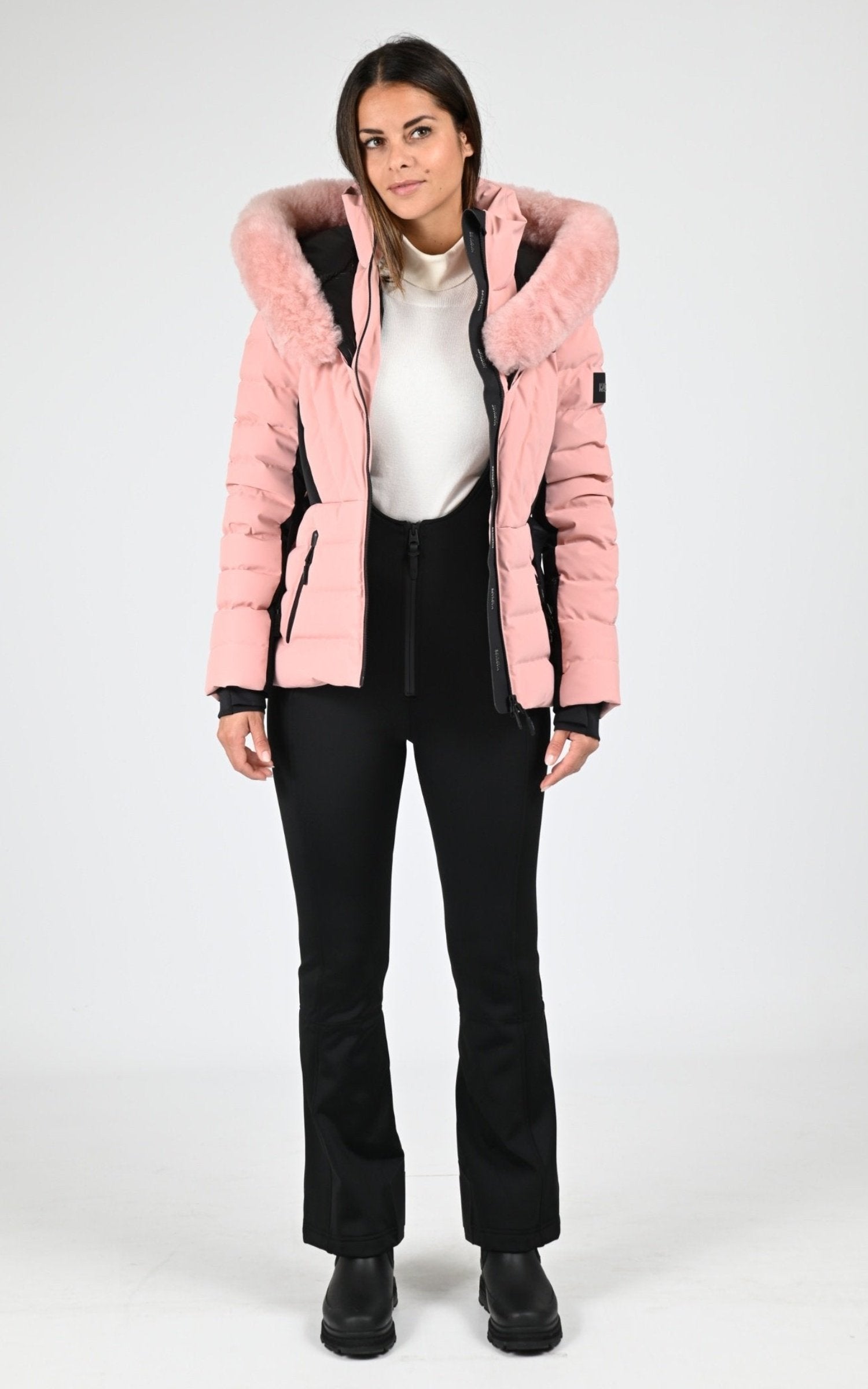 3/4 doudoune Textile Femme Mackage, modèle Elita shr de couleur blush