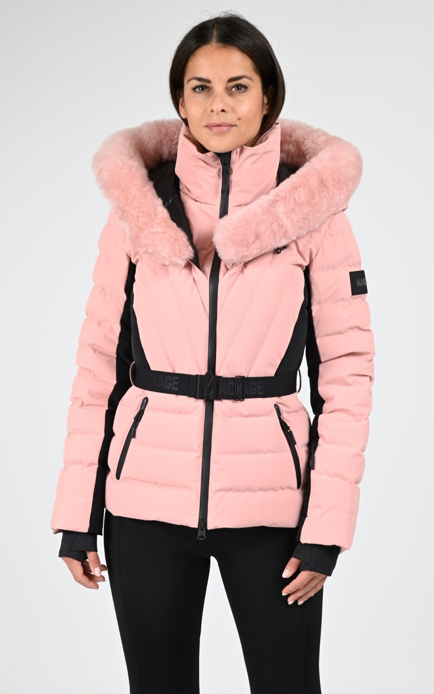 3/4 doudoune Textile Femme Mackage, modèle Elita shr de couleur blush 1