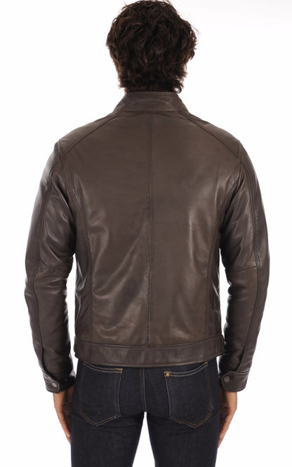 Blouson Cuir Homme Serge pariente, modèle Eriko de couleur marron