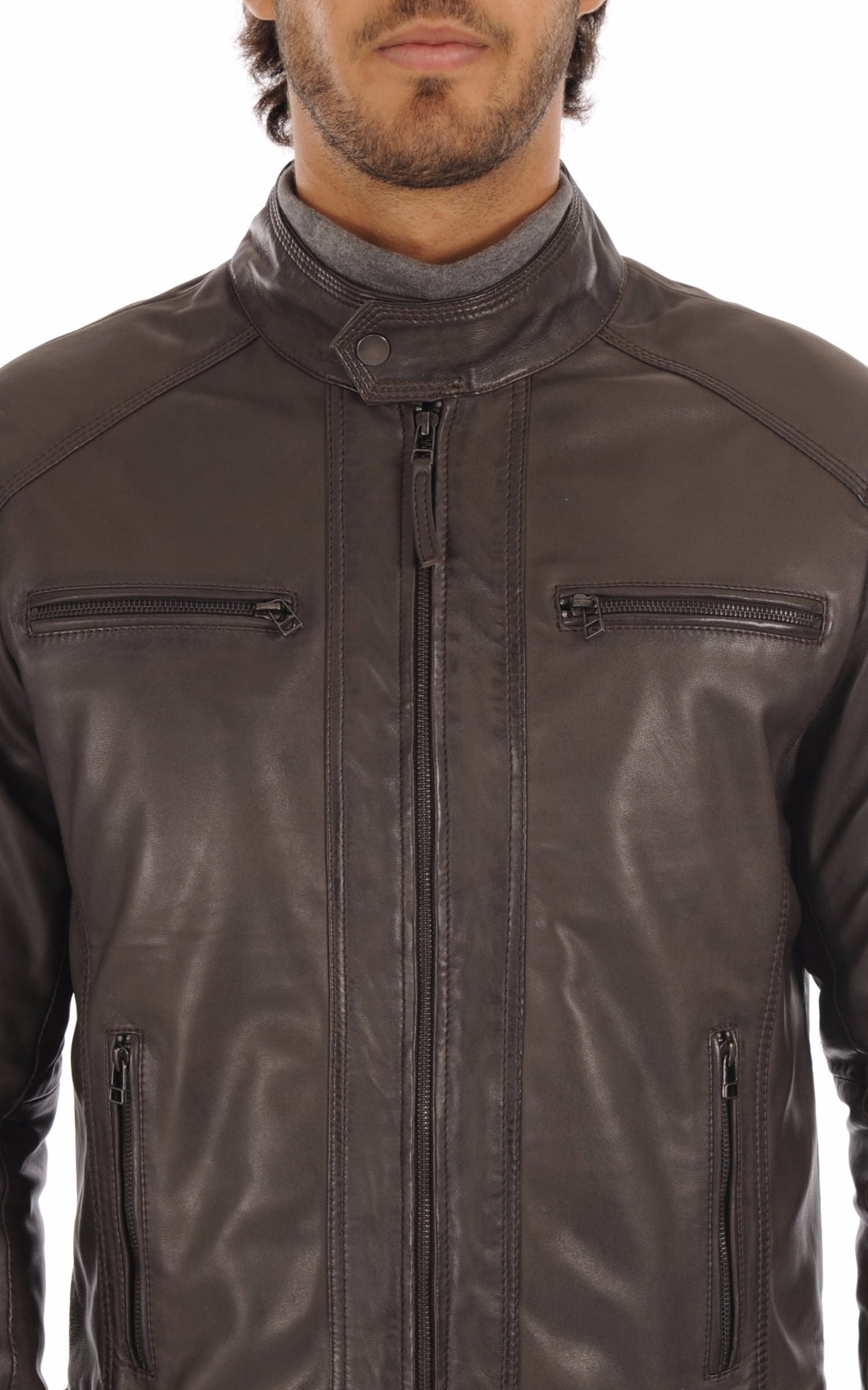 Blouson Cuir Homme Serge pariente, modèle Eriko de couleur marron