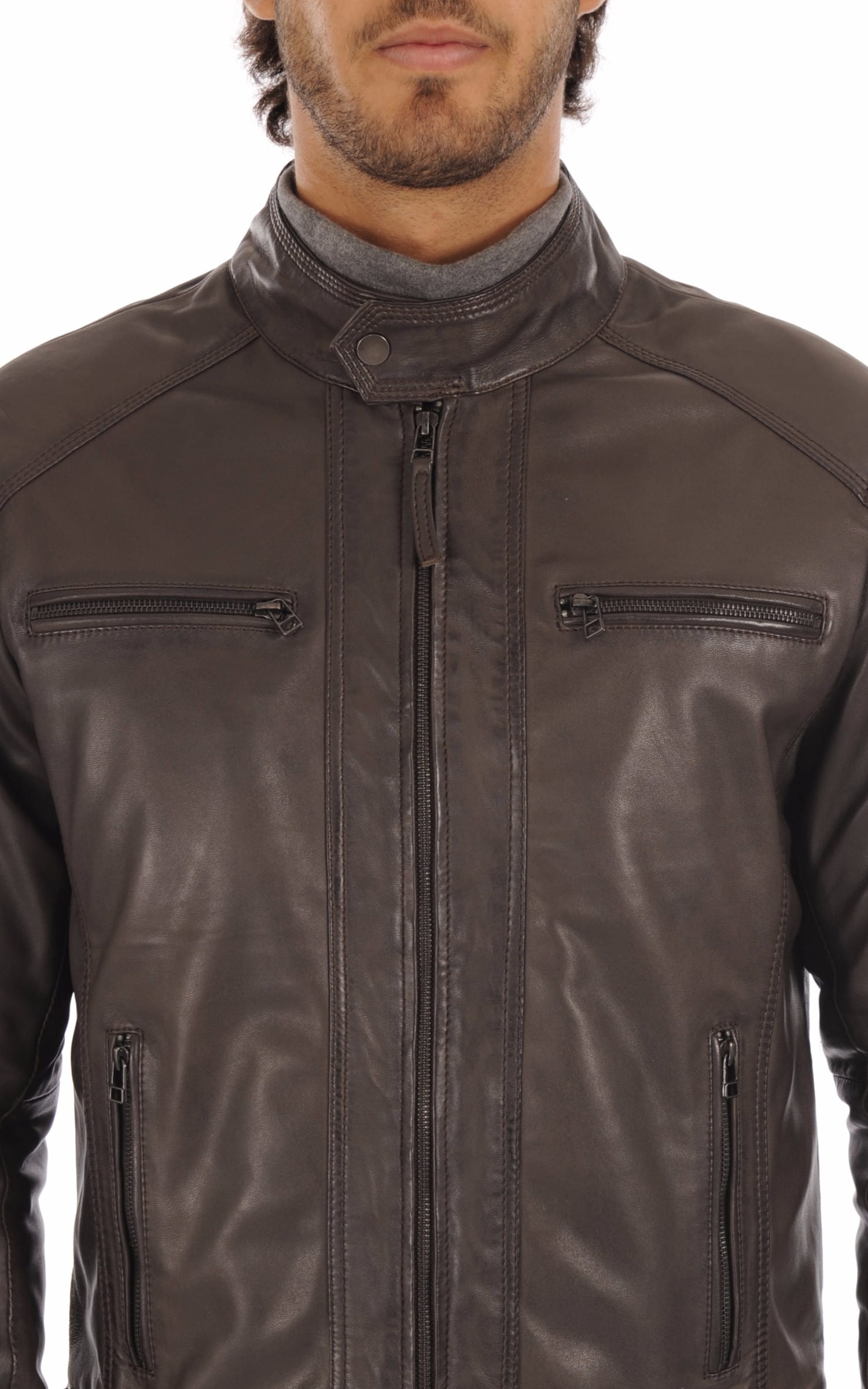 Blouson Cuir Homme Serge pariente, modèle Eriko de couleur marron 5