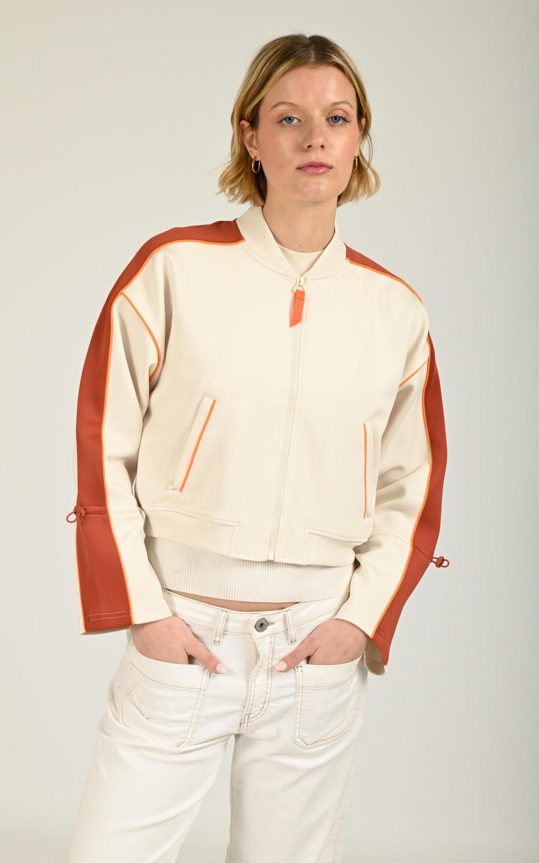 Veste Textile Femme Gertrude Et Gaston, modèle Esmee sun de couleur creme/terracotta