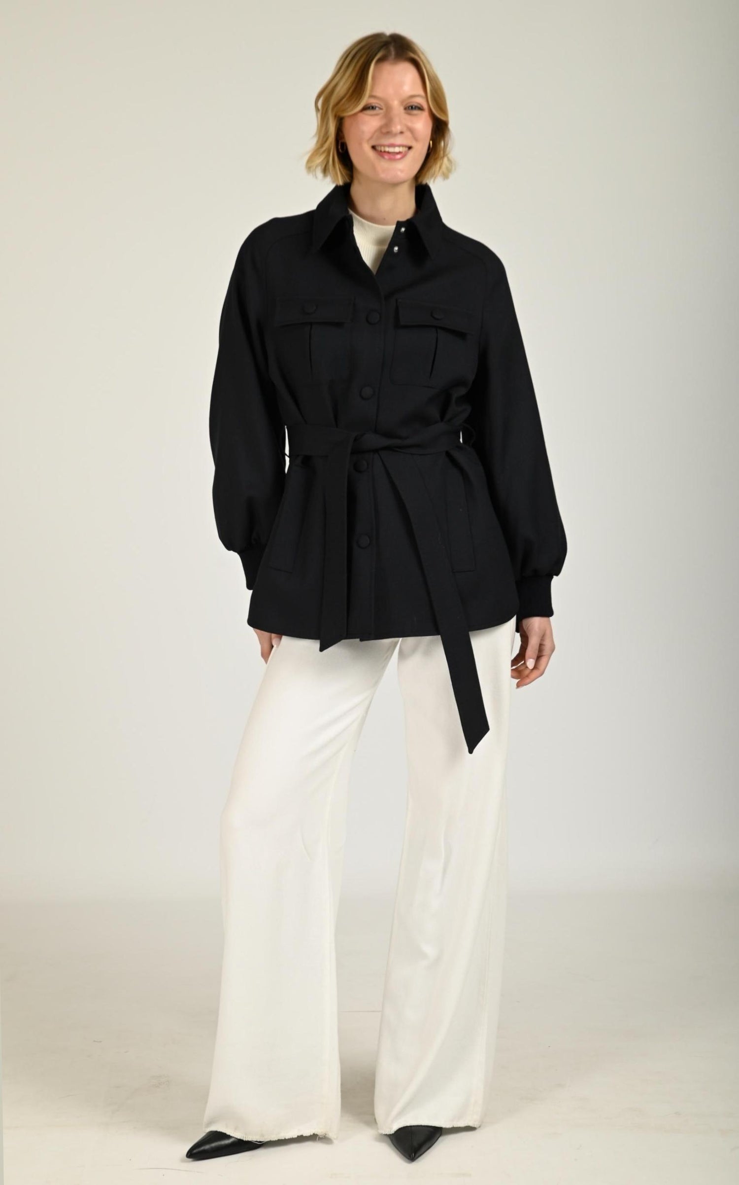 Trench Textile Femme Mackage, modèle Eugenia de couleur navy 7