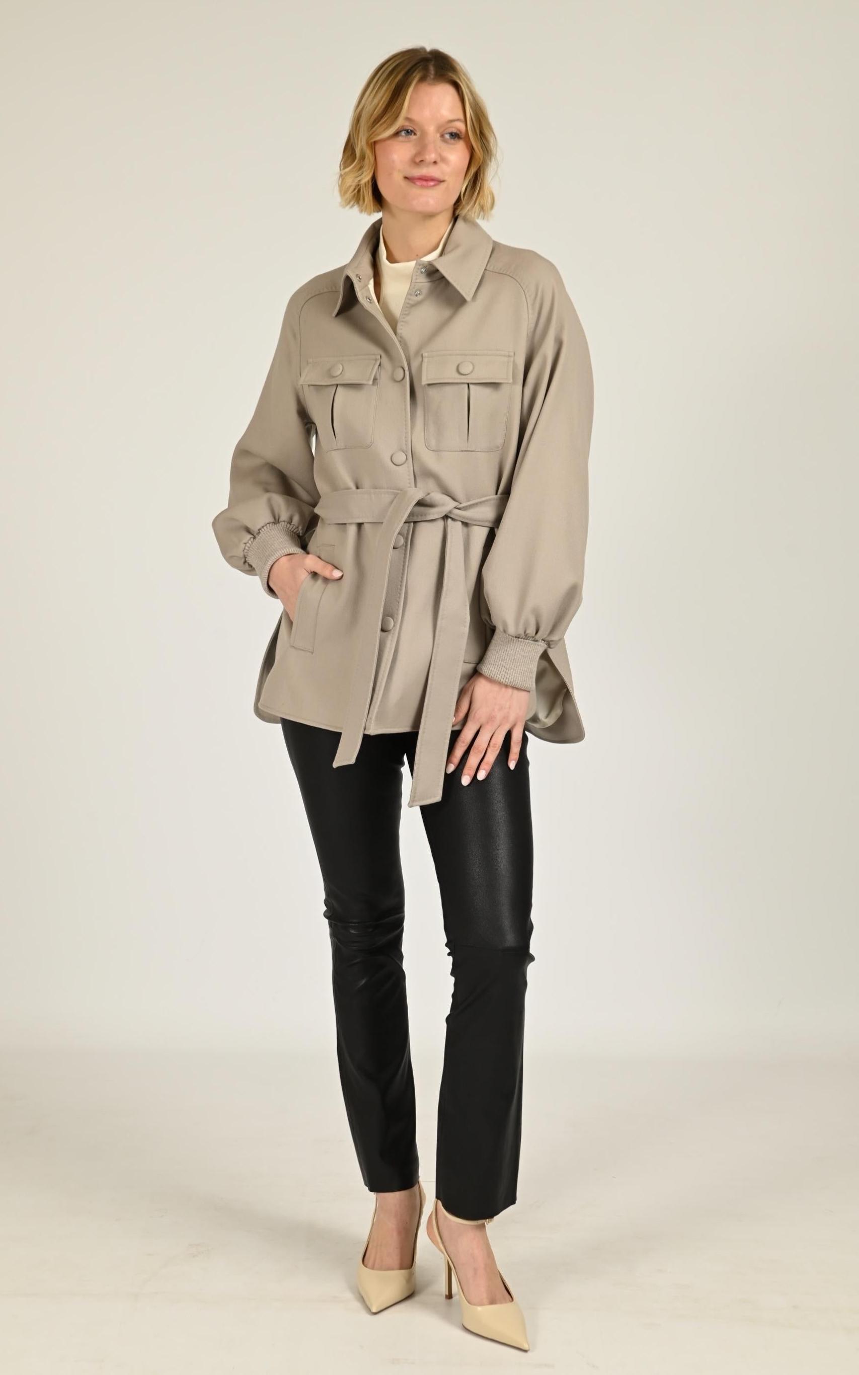 Trench Textile Femme Mackage, modèle Eugenia de couleur taupe