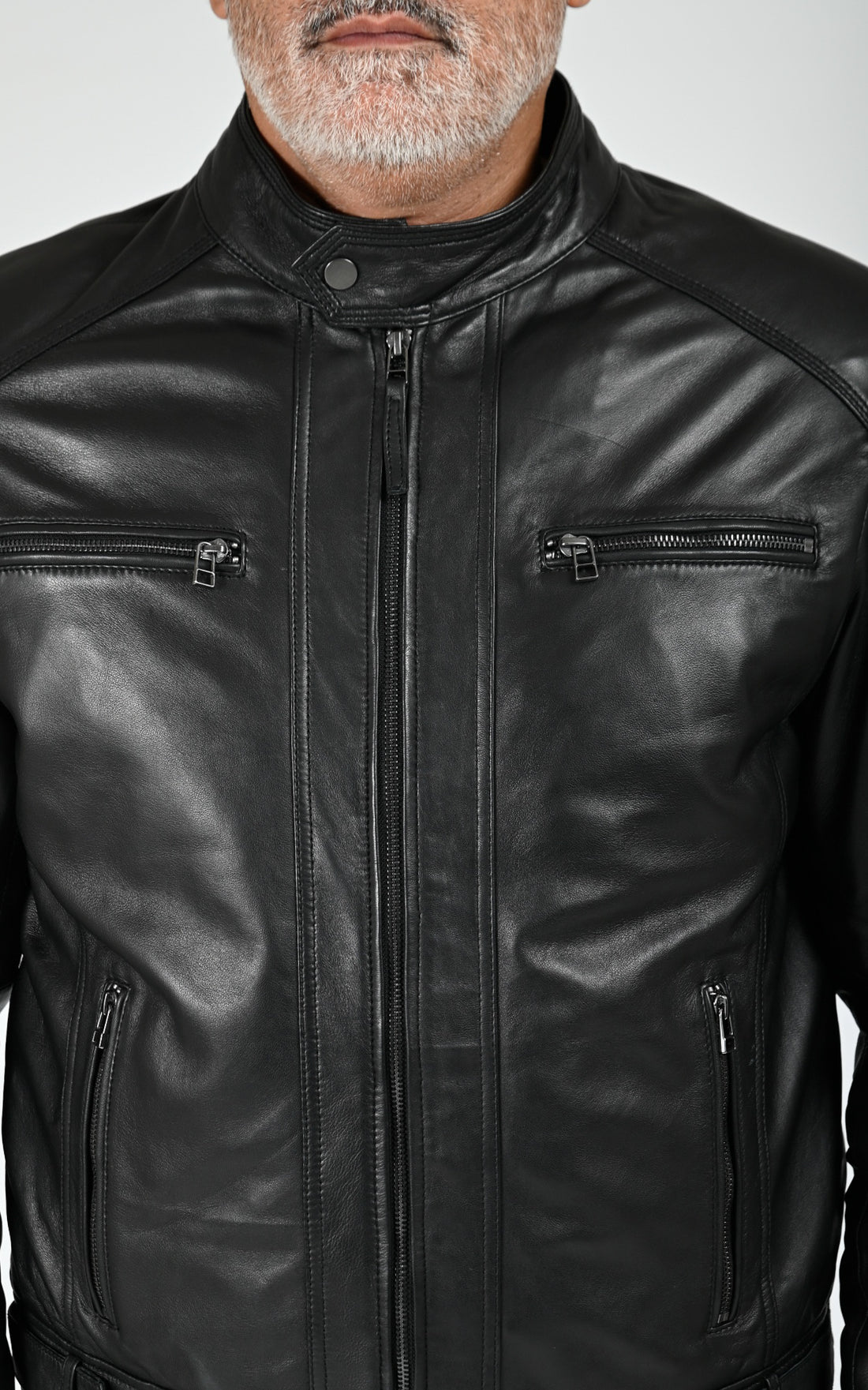 Blouson capuche cuir Erico Hood noir
