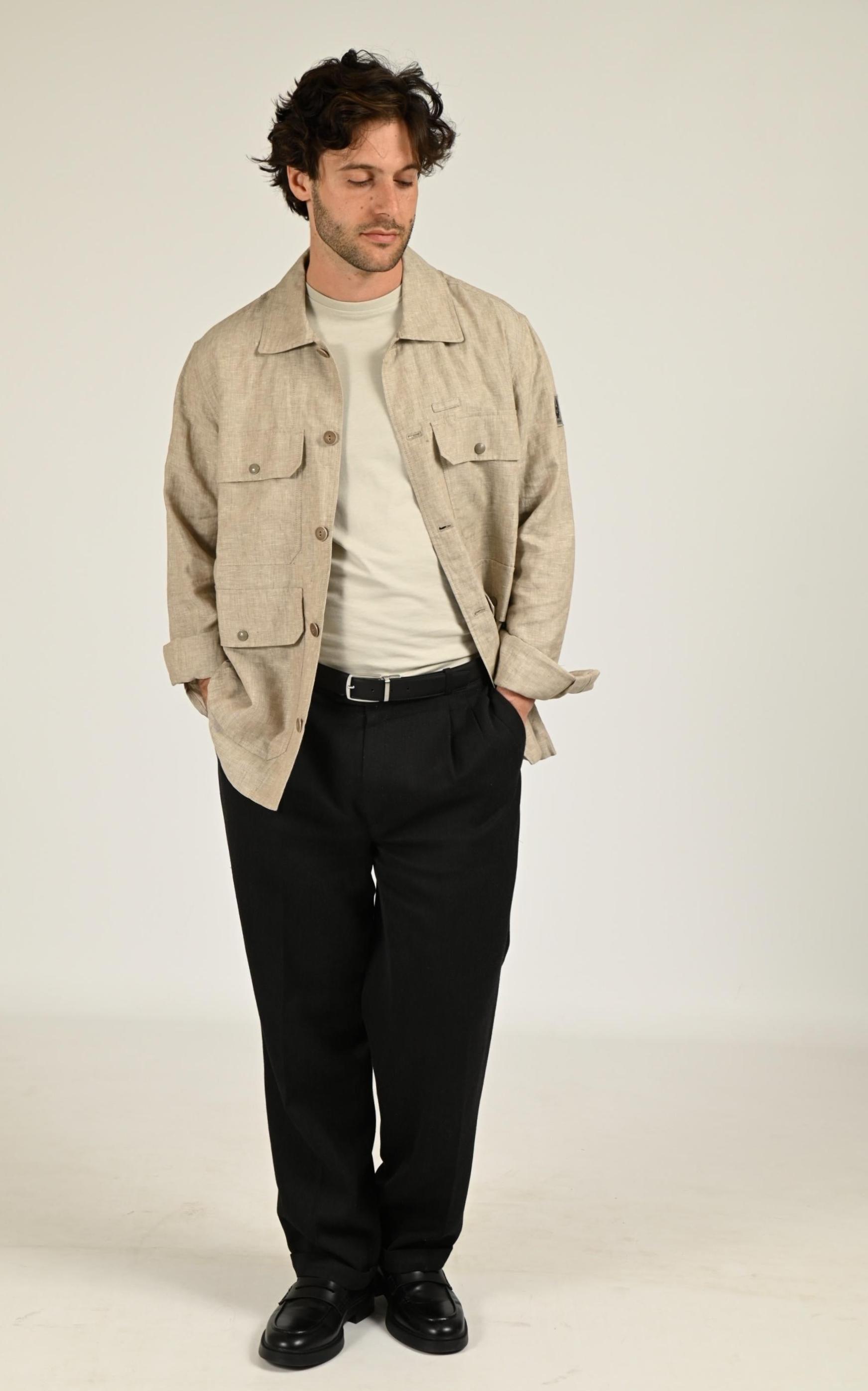 Veste Textile Homme Belstaff, modèle Forge 106114 de couleur dark sand