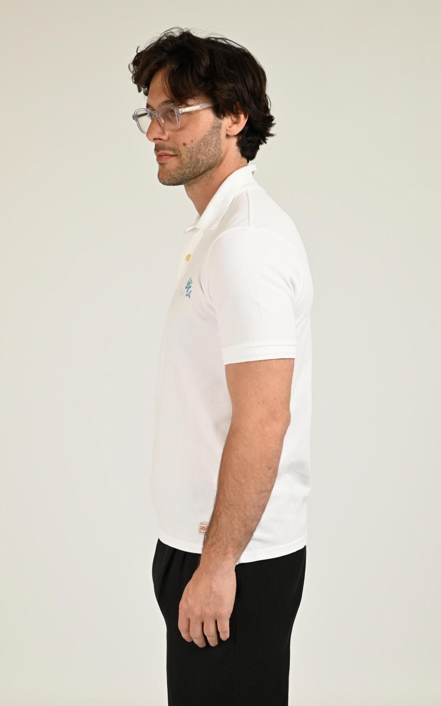 Polo Textile Homme Bob, modèle Front de couleur bianco