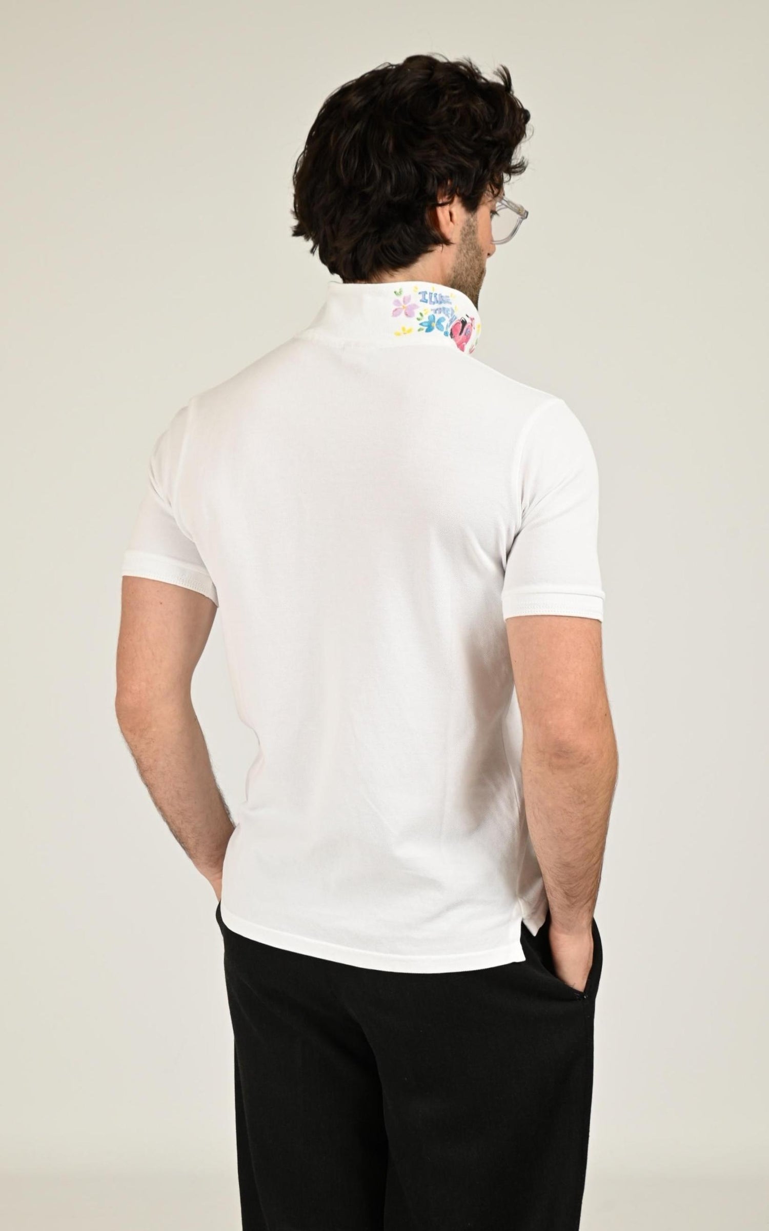 Polo Textile Homme Bob, modèle Front de couleur bianco 4