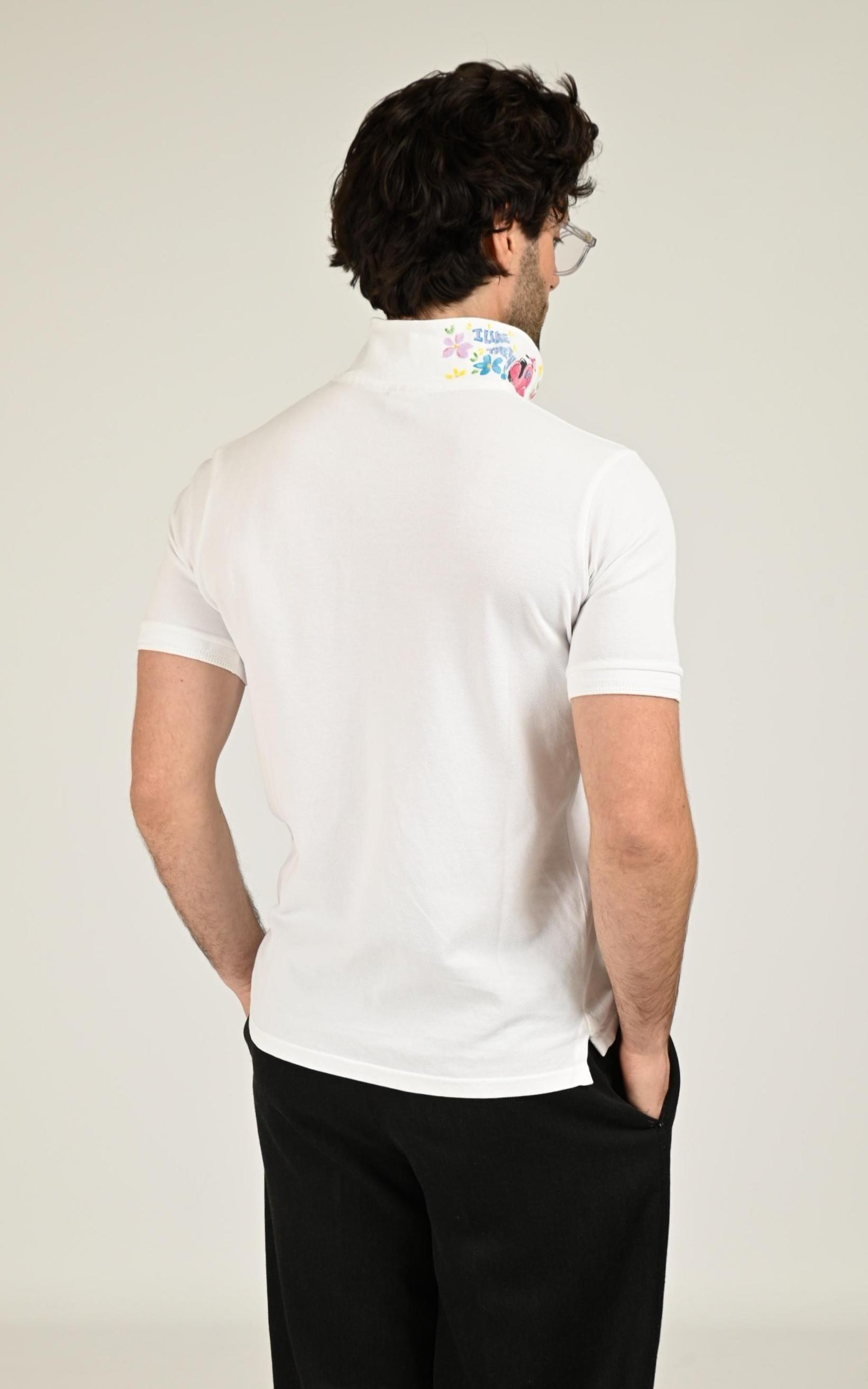 Polo Textile Homme Bob, modèle Front de couleur bianco