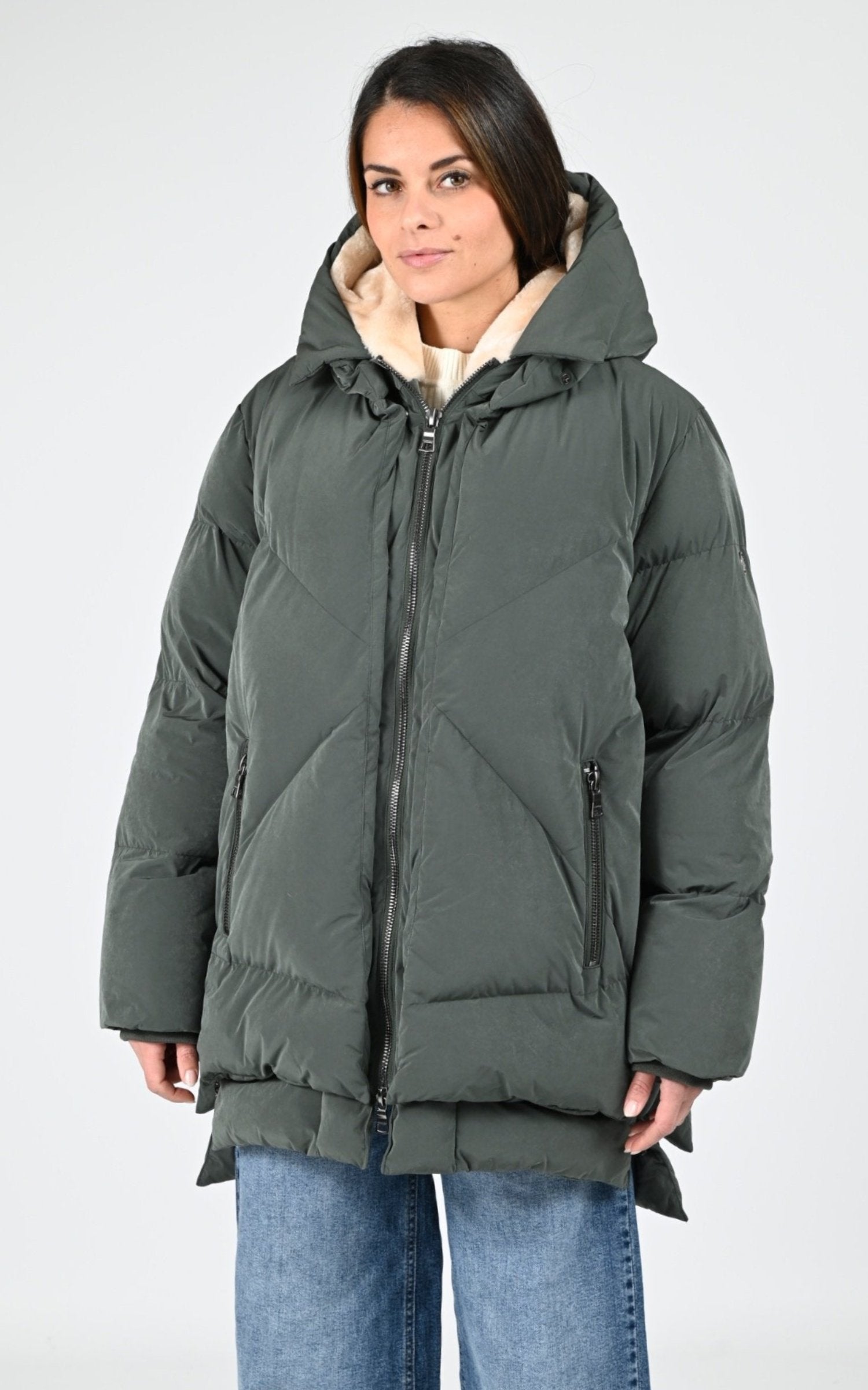 Ves doudoune Textile Femme Blonde No.8, modèle Frost de couleur dark kaki 7500 1