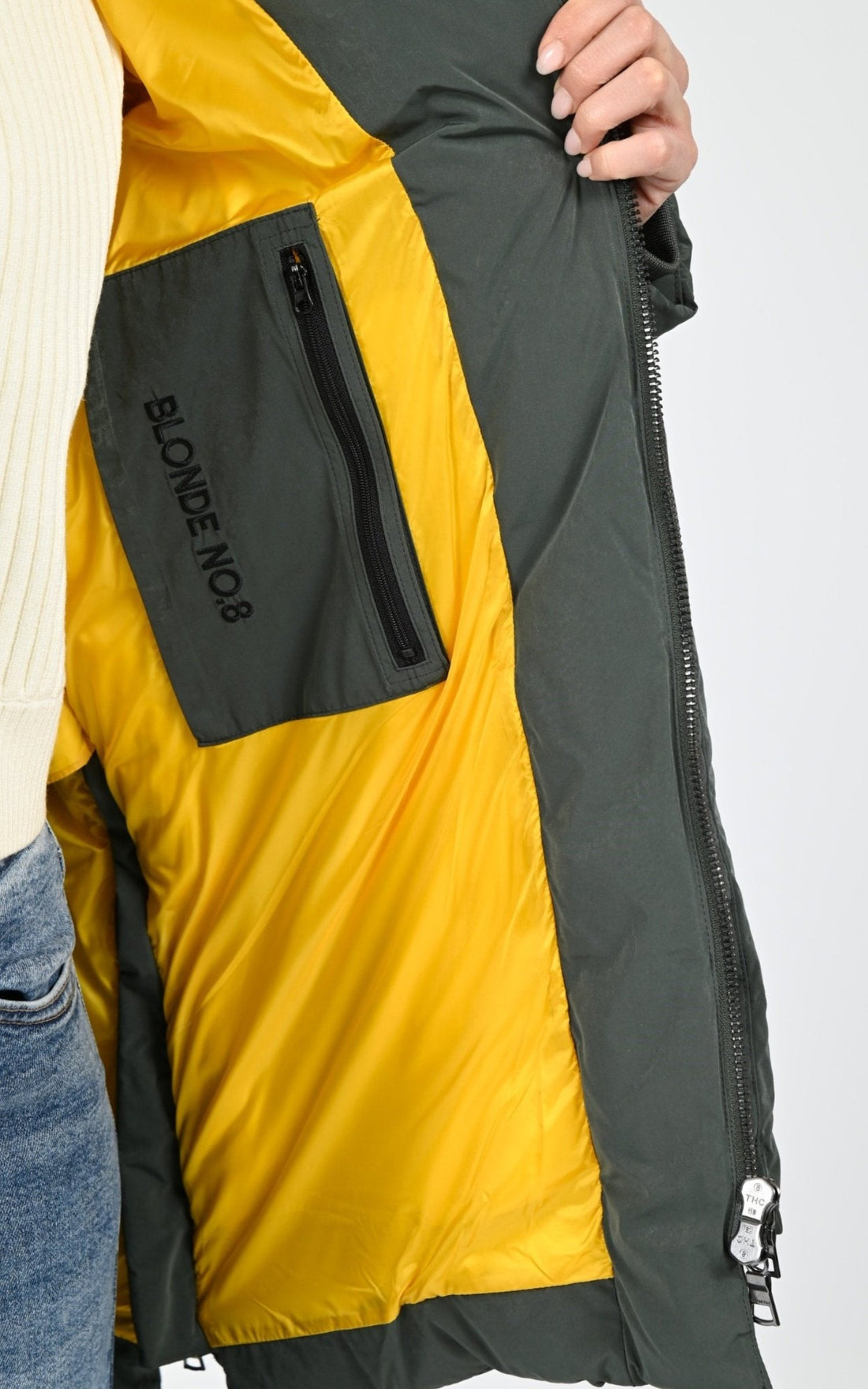 Ves doudoune Textile Femme Blonde No.8, modèle Frost de couleur dark kaki 7500