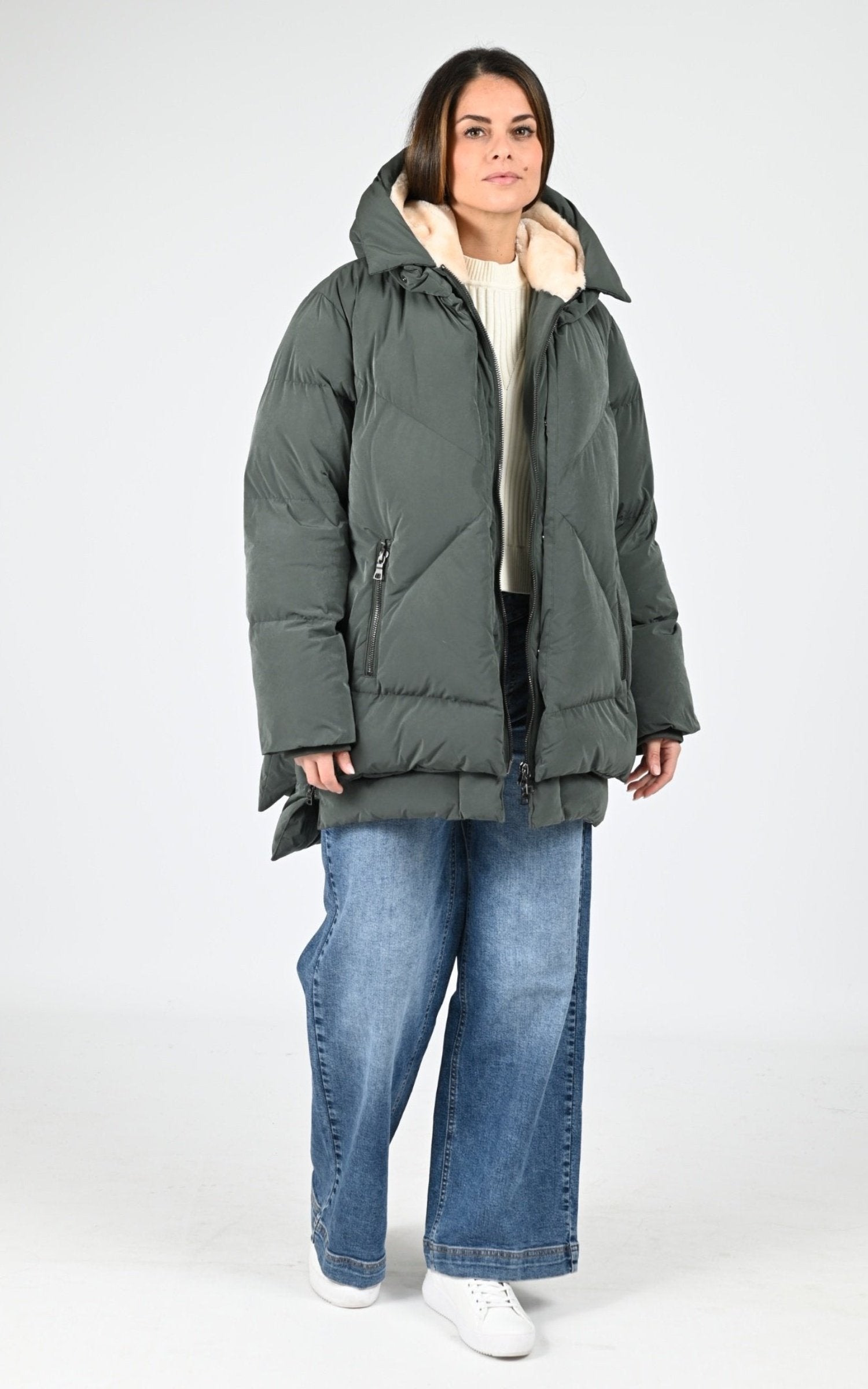 Ves doudoune Textile Femme Blonde No.8, modèle Frost de couleur dark kaki 7500