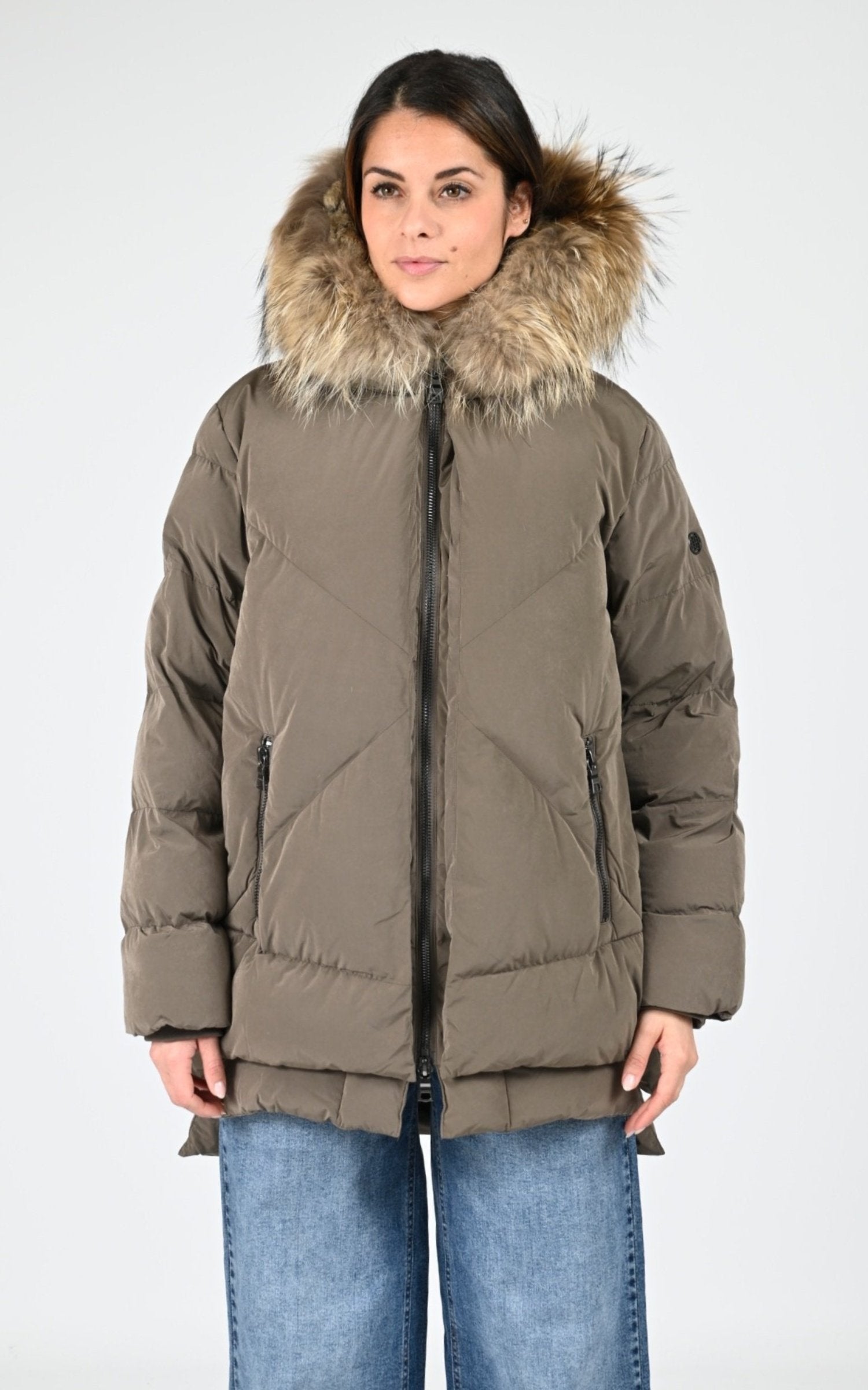 Ves doudoune Textile Femme Blonde No.8, modèle Frost 515 de couleur dark taupe 5200 1