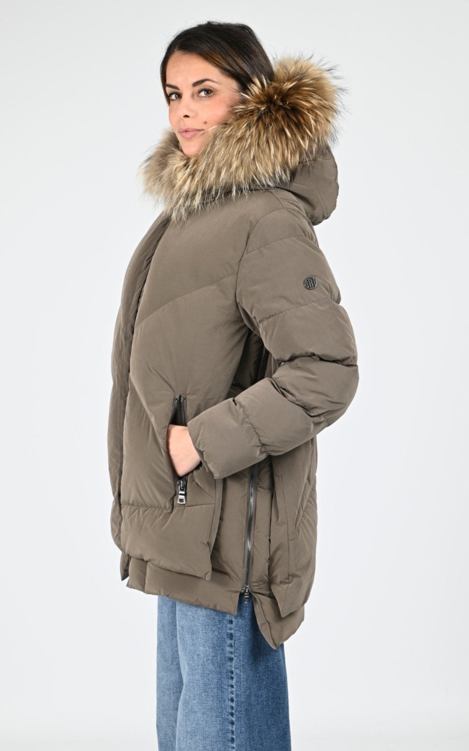 Ves doudoune Textile Femme Blonde No.8, modèle Frost 515 de couleur dark taupe 5200