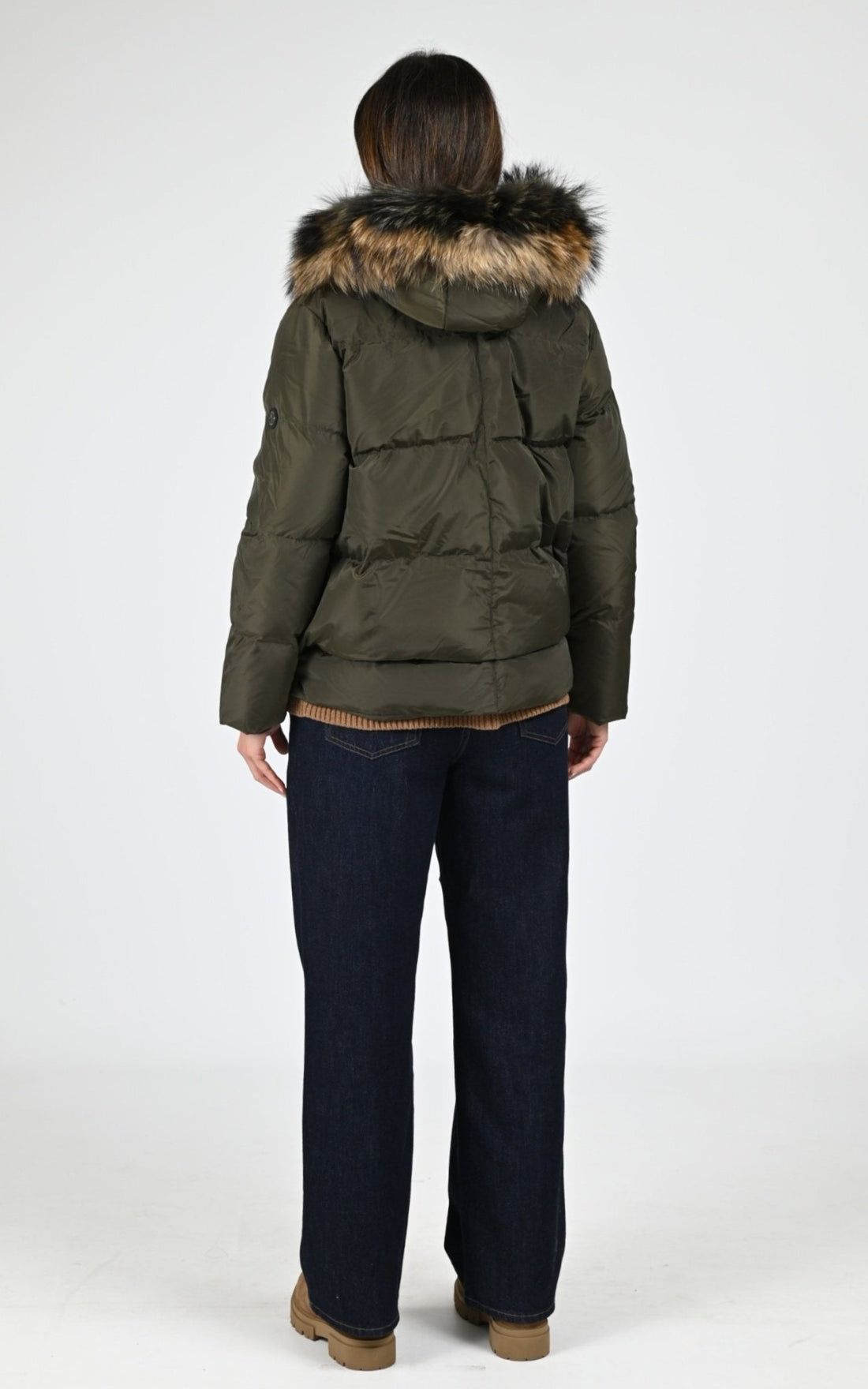 Ves doudoune Textile Femme Levinsky, modèle Fugge 61 cm hood de couleur army