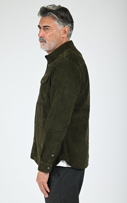 Chemise en velours côtelé Forest vert