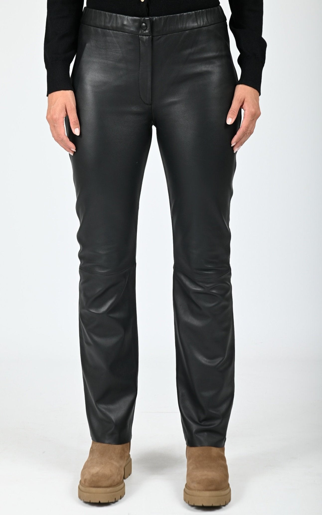 Pantalon cuir agneau Free noir